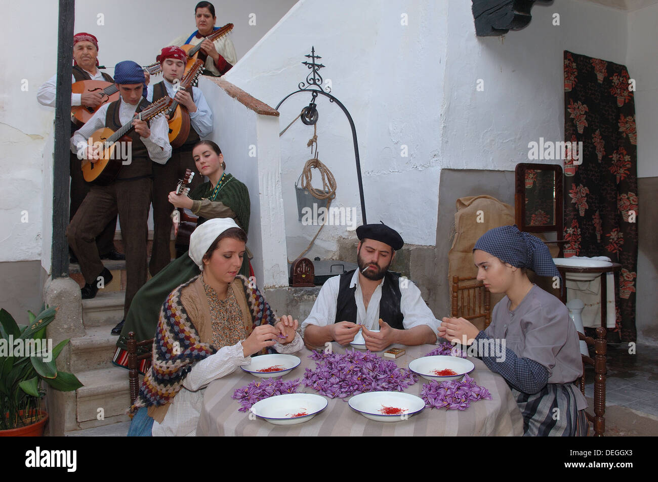 Consuegra, Extracting saffron flower stigmas, Saffron Rose festival