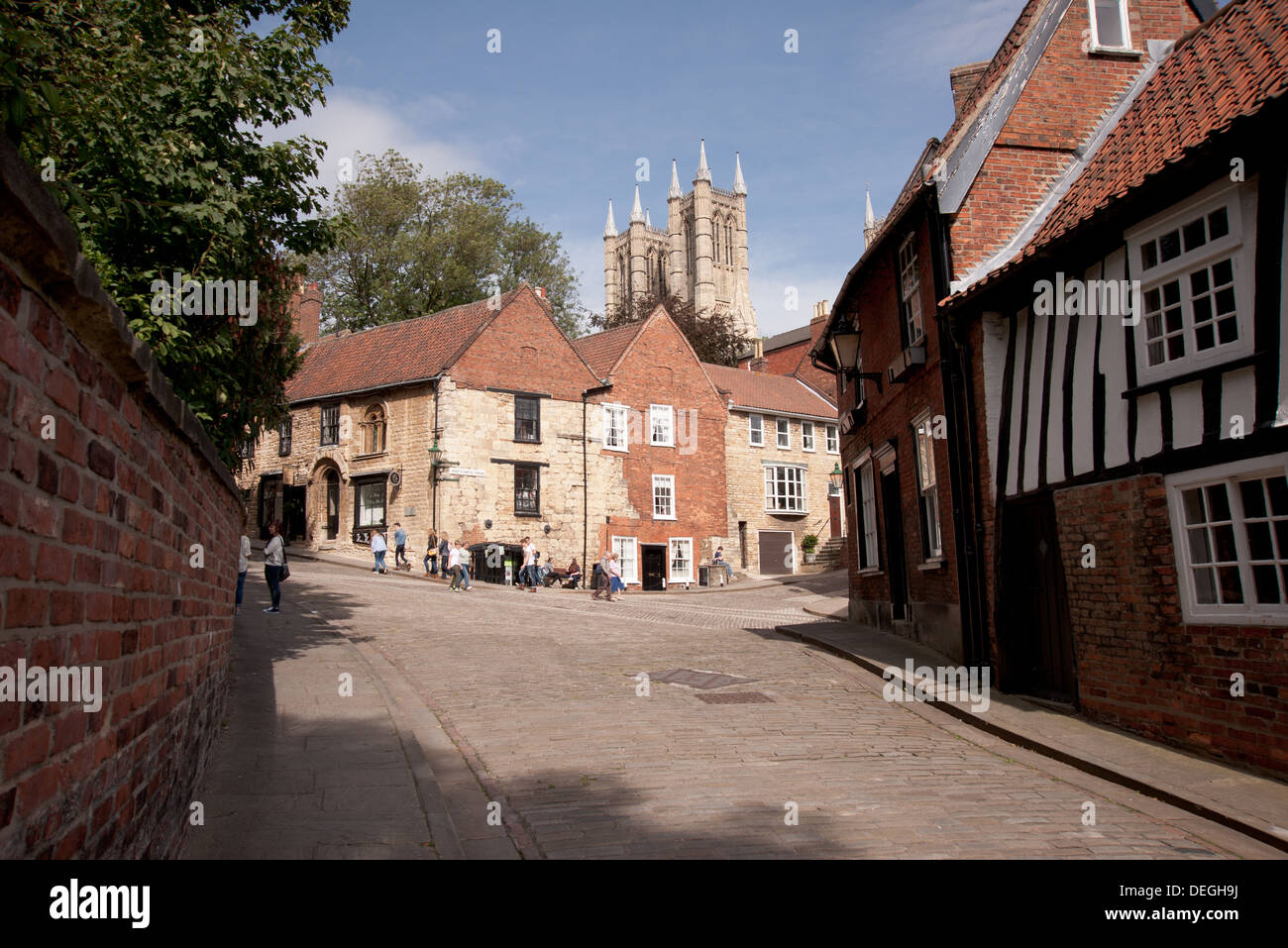Christ's Hospital Terrace viewed from Michaelgate, Lincoln, England Stock Photo