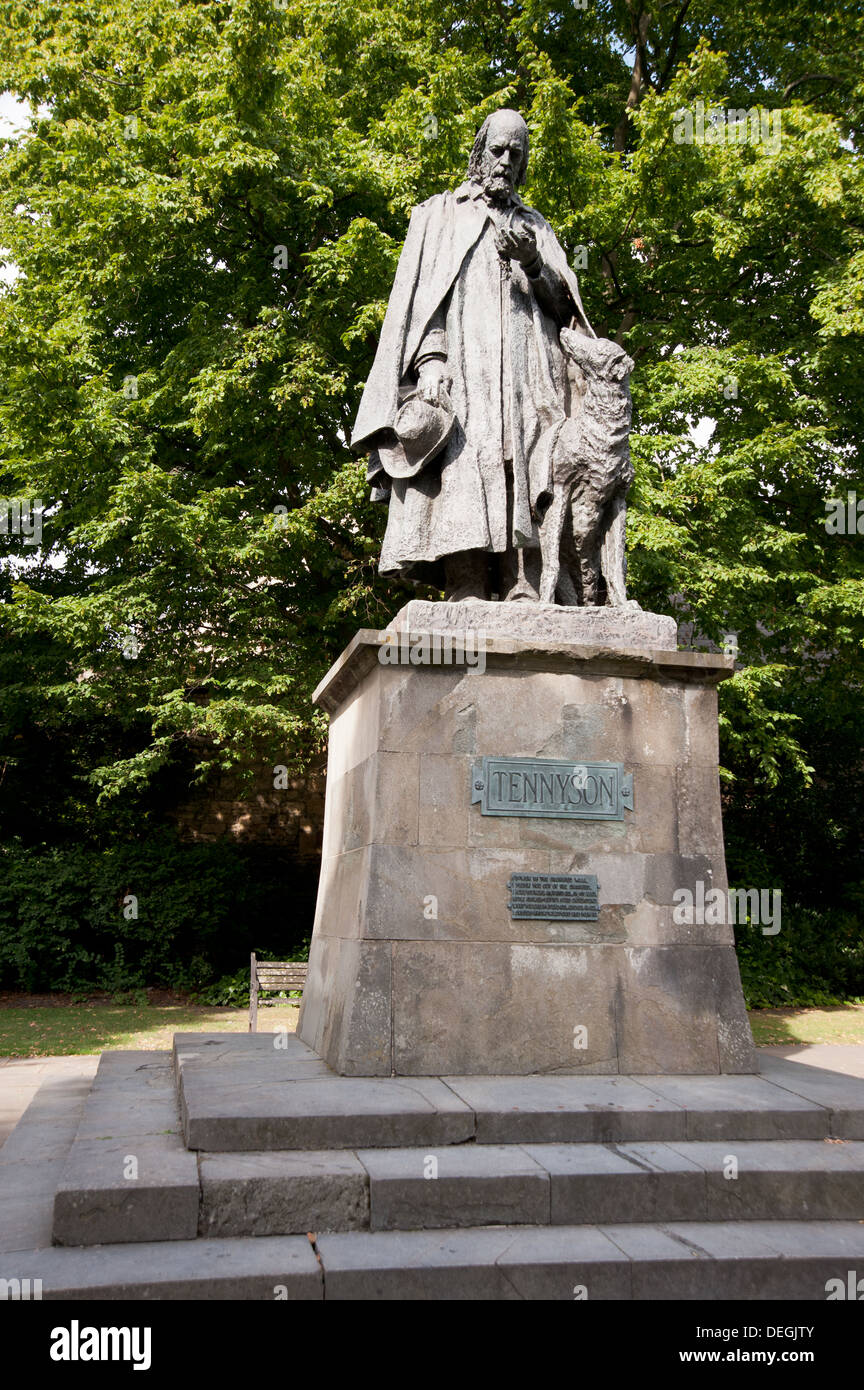 Statue of Alfred Lord Tennyson, Lincoln Cathedral, Lincoln Stock Photo