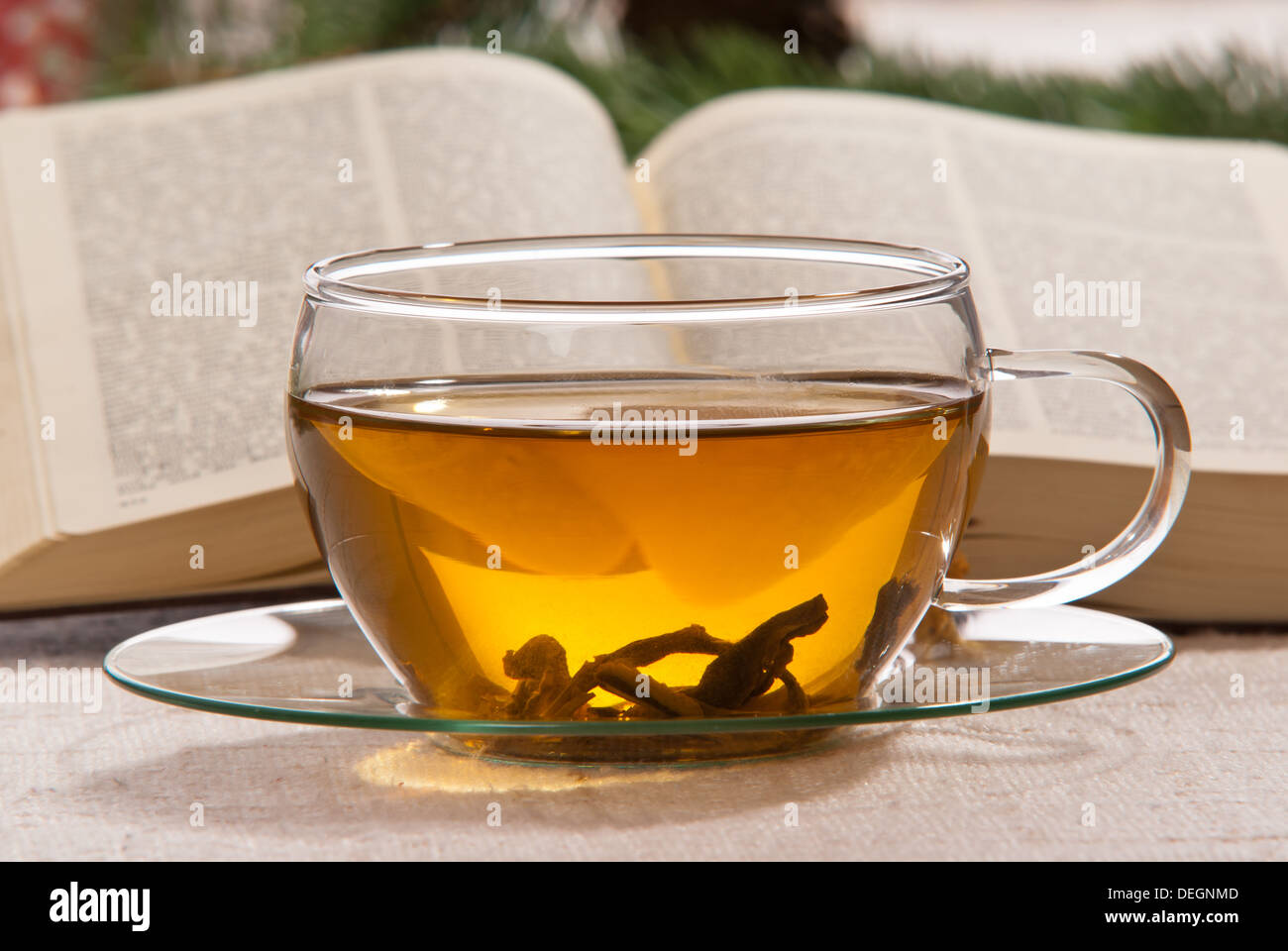 tea with bible Stock Photo Alamy