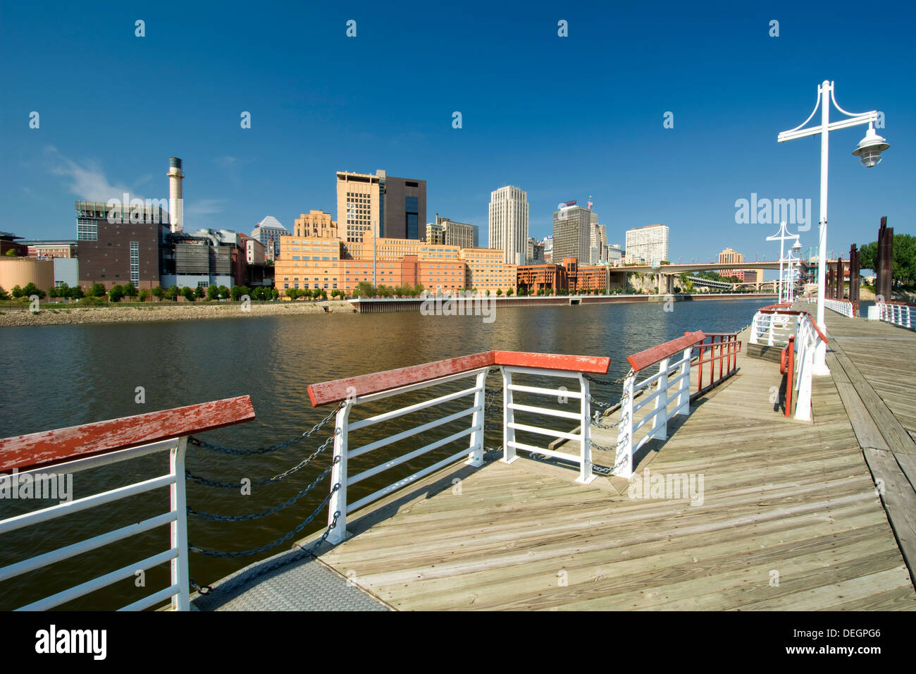 Saint Paul skyline form the Harriet Island Marina, St. Paul, Minnesota, USA Stock Photo