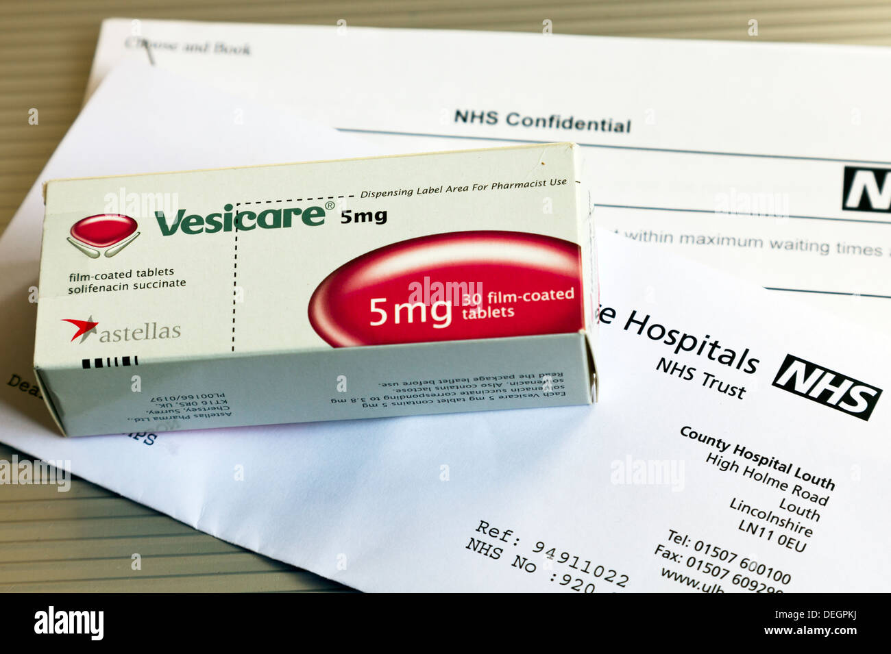 Vesicare 5mg Tablets For Bladder Symptoms Box On Top Of Nhs Letter Stock Photo Alamy