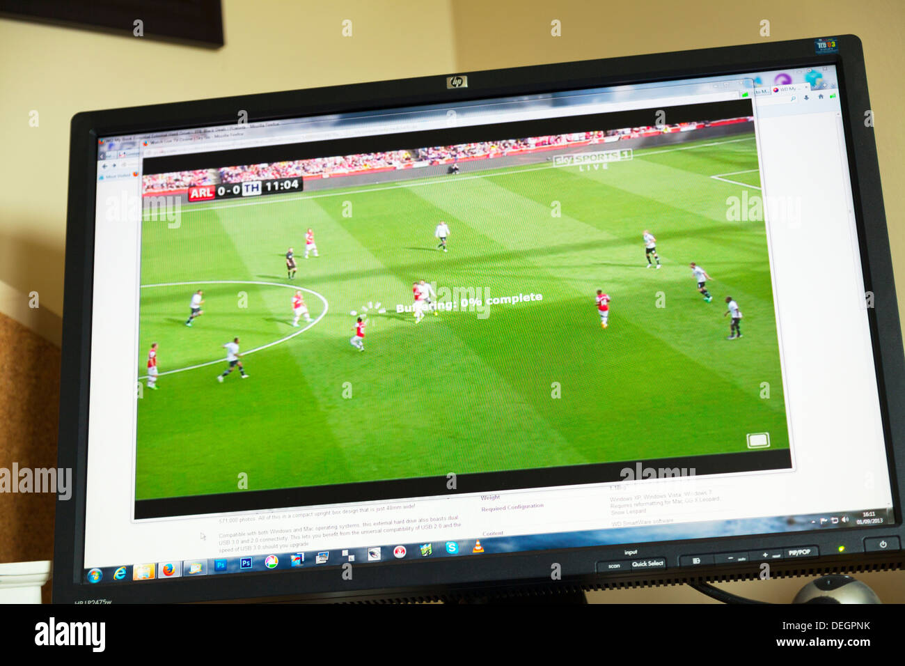 Buffering streaming live football on the internet broadband connection Stock Photo