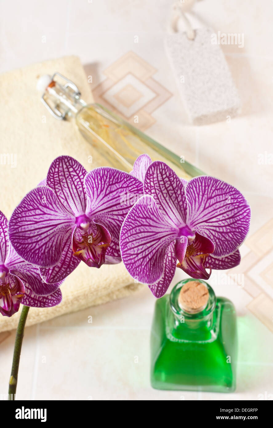 orchid in the bathroom Stock Photo Alamy