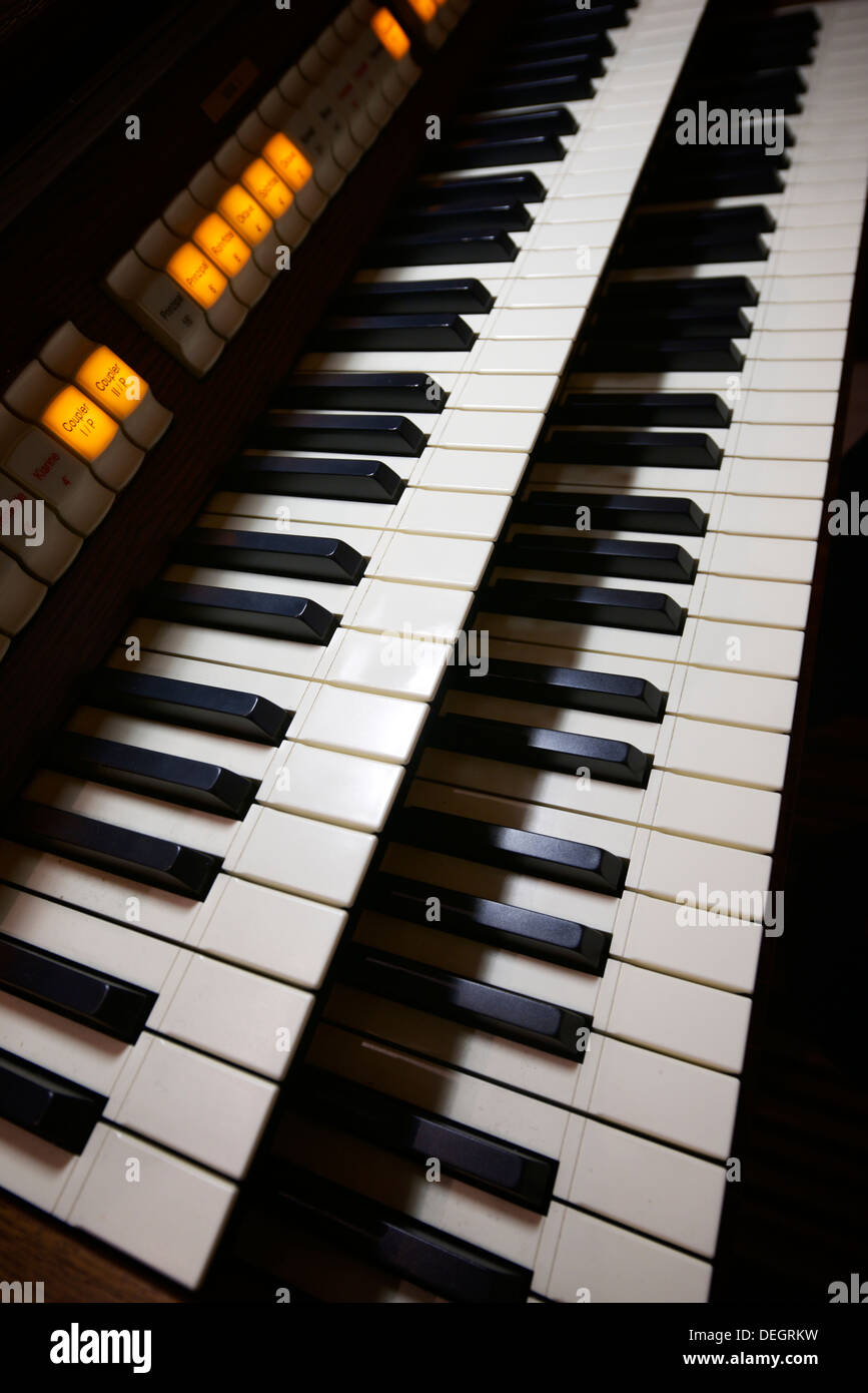 keyboard closeup of a church organ Stock Photo