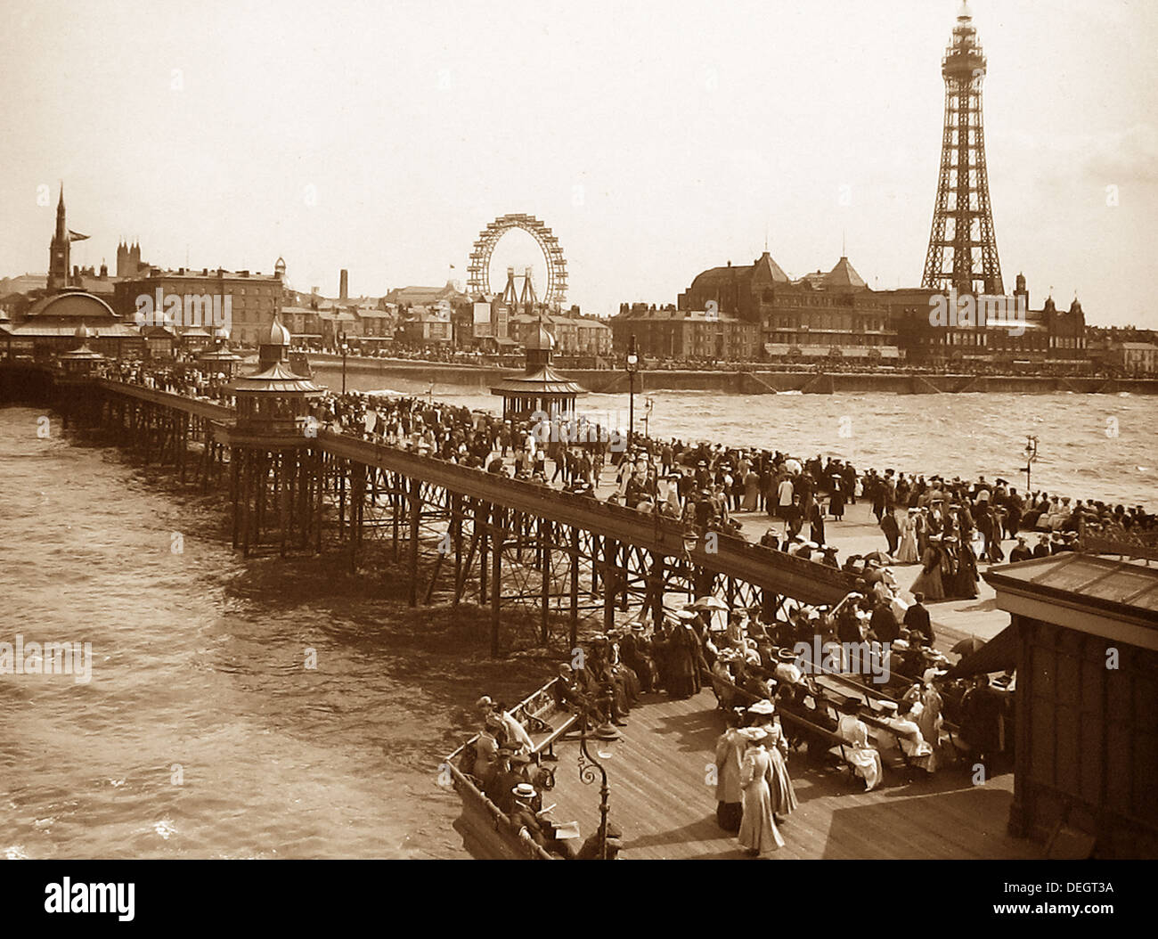 Blackpool from the pier Victorian period Stock Photo