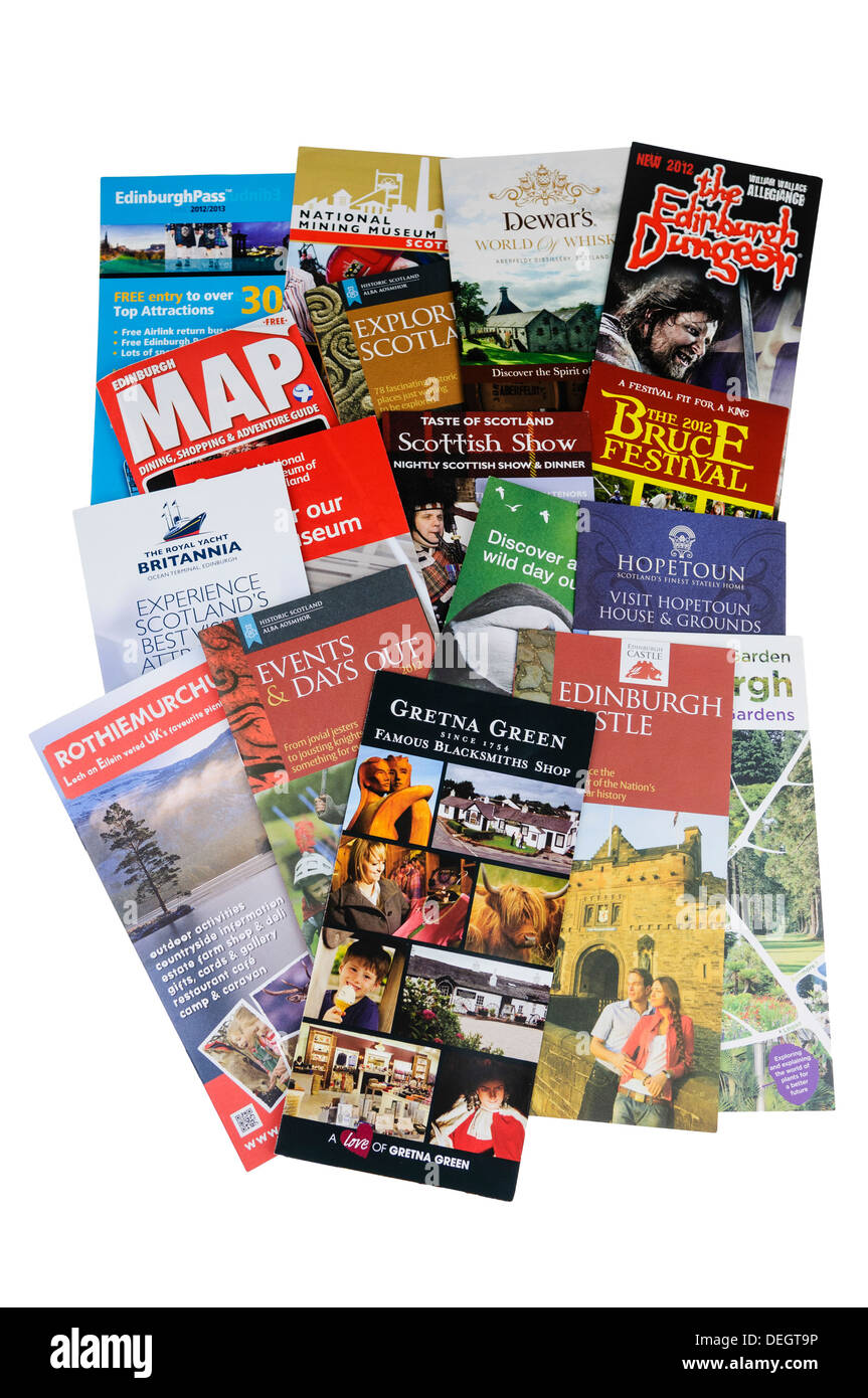 Tourist leaflets from Edinburgh, Scotland Stock Photo