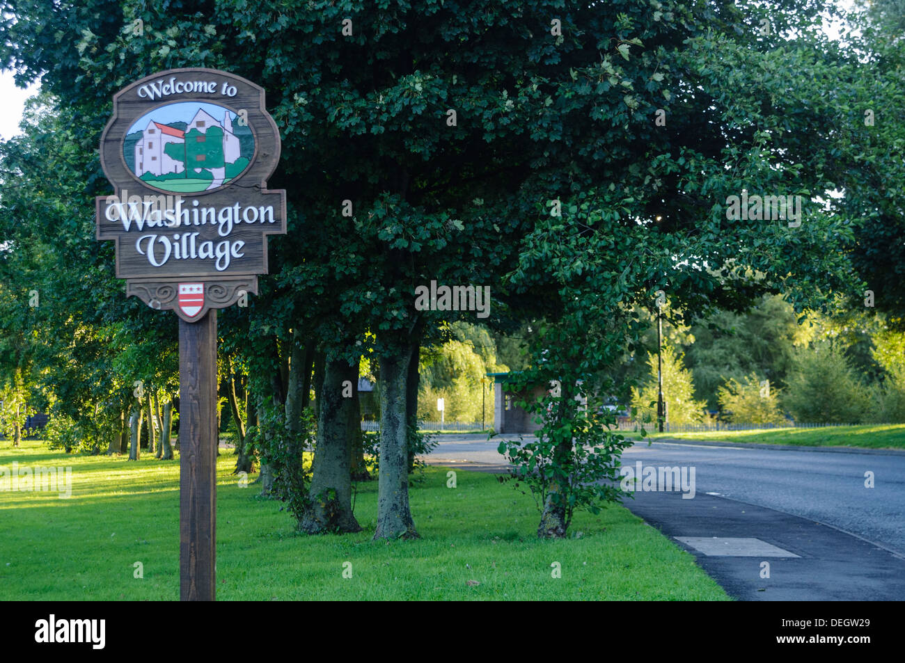 Welcome to Washington Village sign Stock Photo