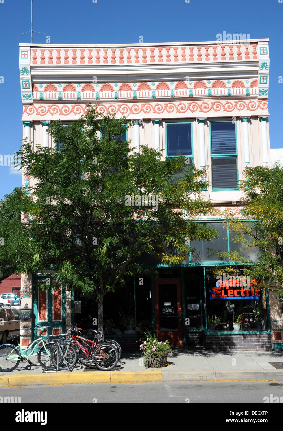 Ornate store front in the town of Salida, Colorado USA. Stock Photo