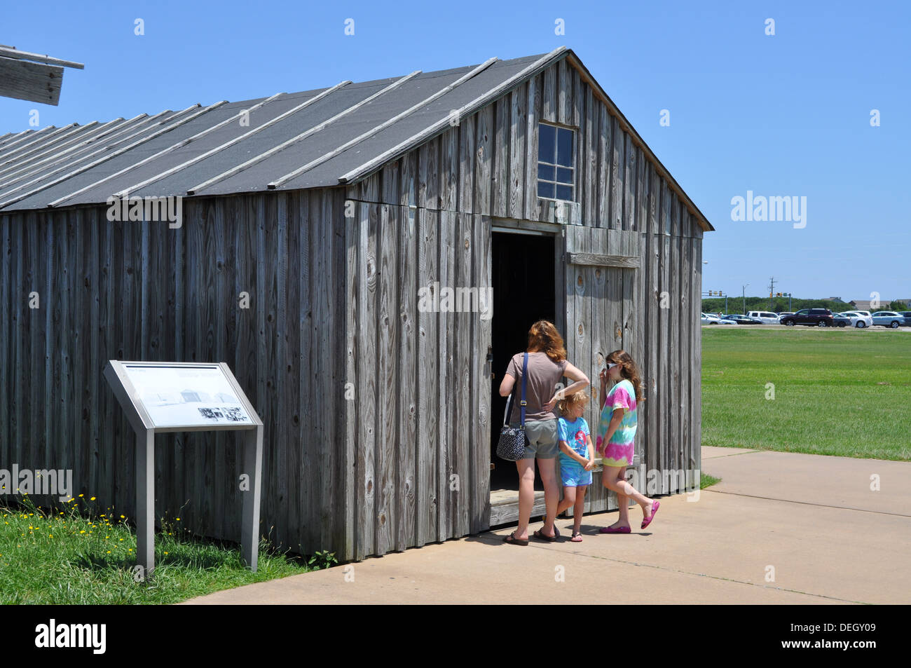 Reconstructed 1903 Living Quarters of the Wright Brothers in Kill Devil Hills, North Carolina. Stock Photo