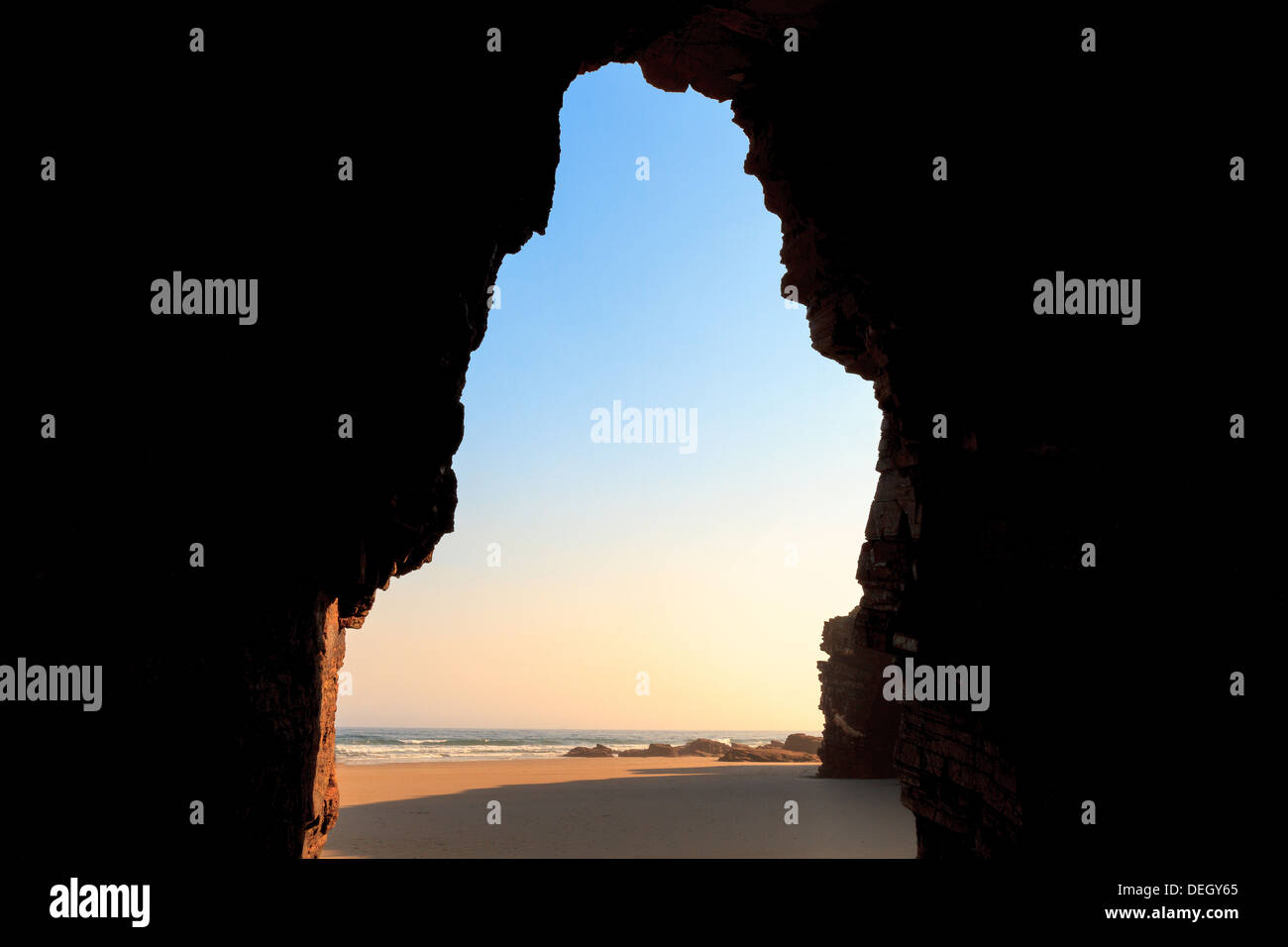 Inside view of a beach in coast. Nature composition Stock Photo - Alamy