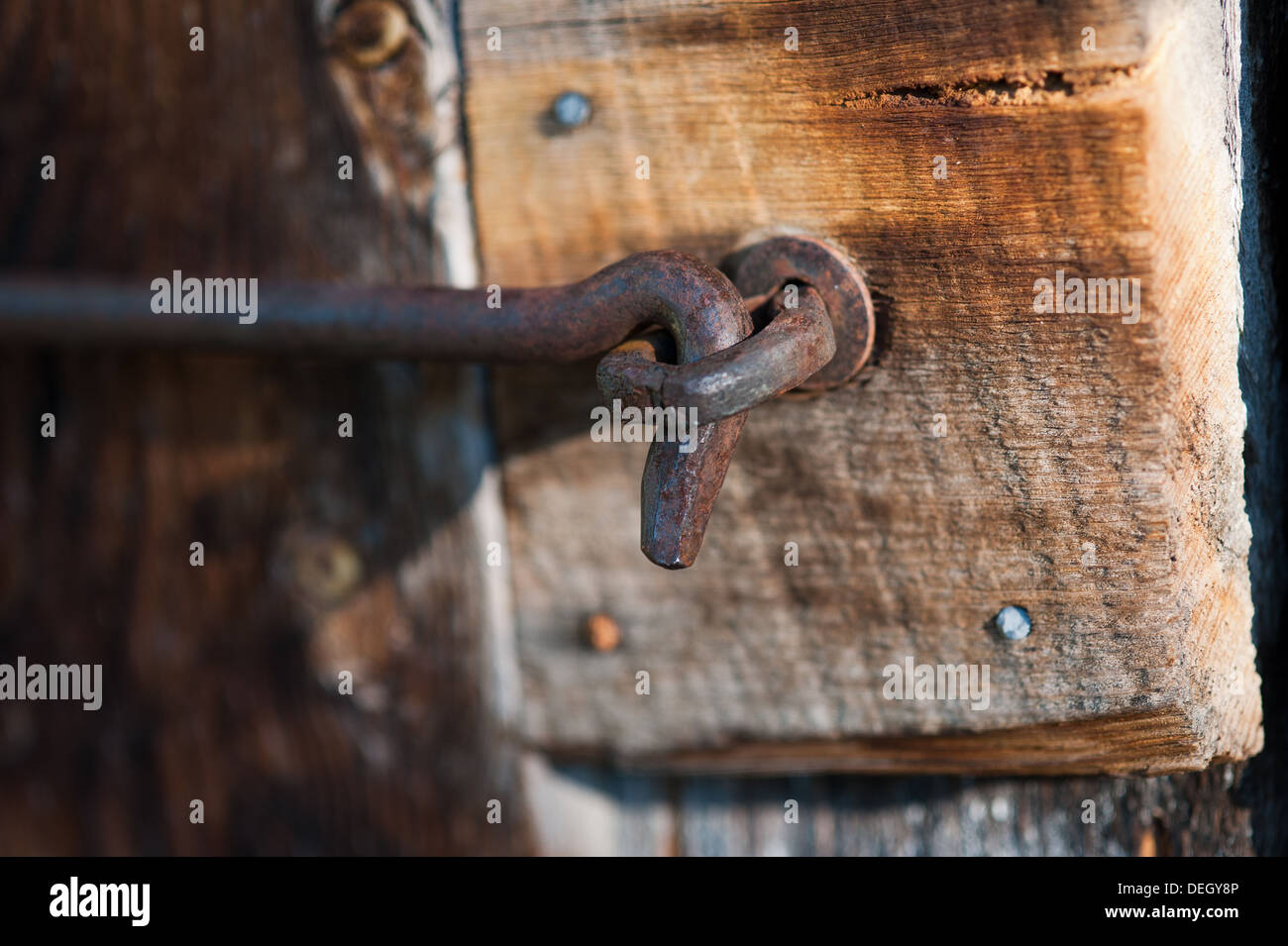 Grungy rusty hook eye latch hires stock photography and images Alamy