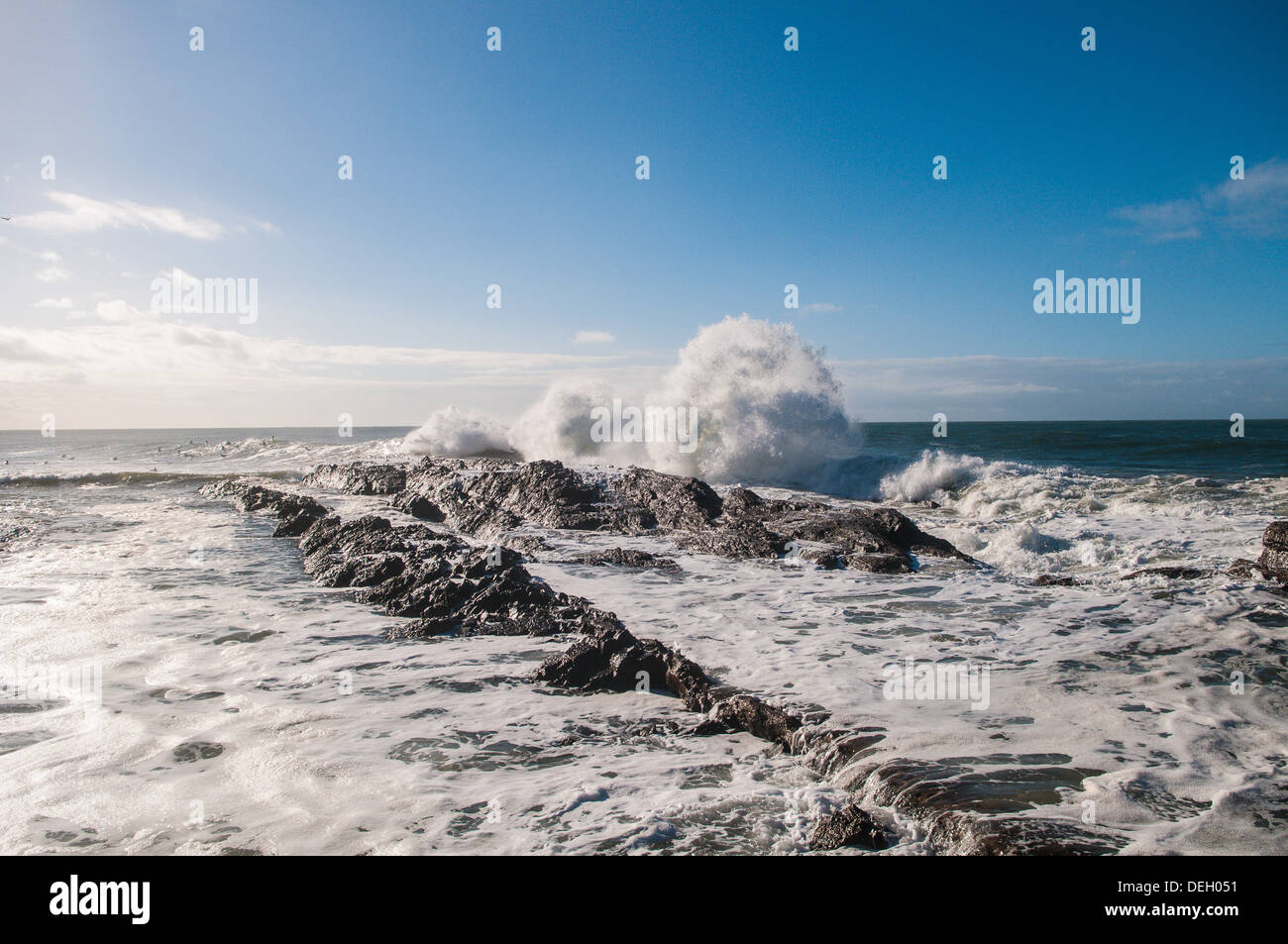 Big surf at Snapper Rocks, Gold Coast, Queensland, Australia Stock
