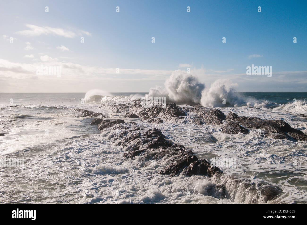Big surf at Snapper Rocks, Gold Coast, Queensland, Australia Stock
