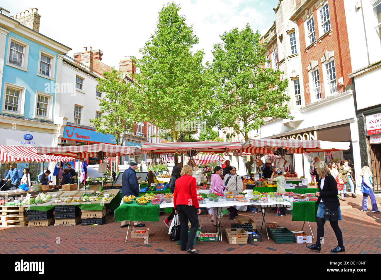 Saturday Market, Market Place, Rugby, Warwickshire, England, United Kingdom Stock Photo