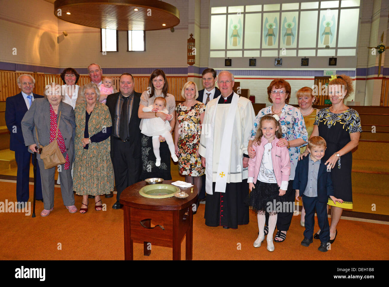Family christening group at St Augustines Roman Catholic Church