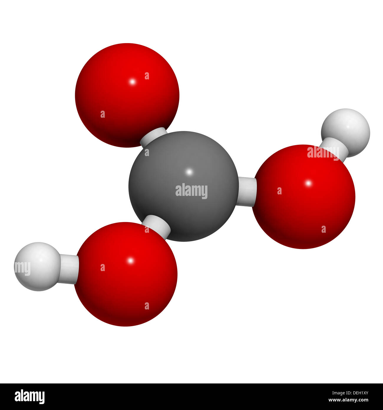 Carbonic acid (H2CO3) molecule, chemical structure. Found in carbonated