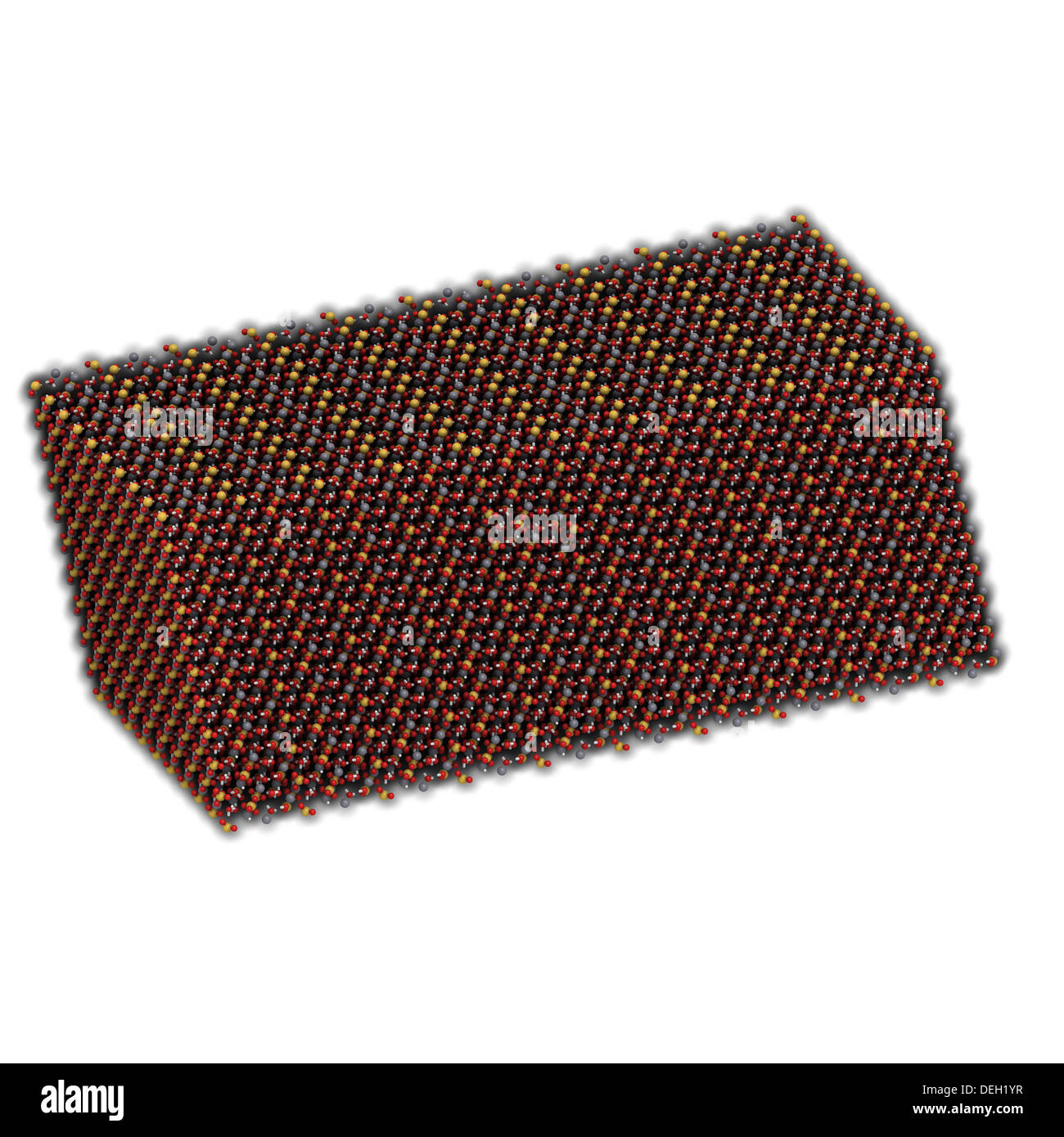 Gypsum (CaSO4.2H2O) mineral, crystal structure. Used for the production