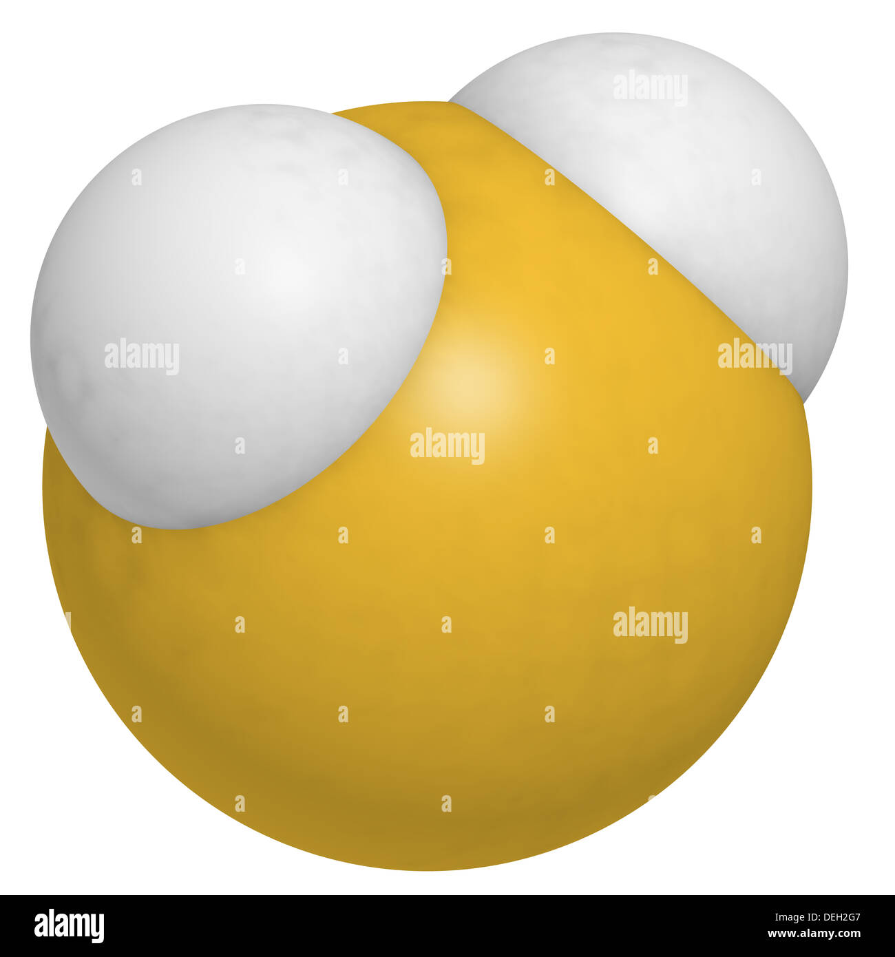 Hydrogen sulfide (H2S) molecule, chemical structure. H2S is a toxic gas