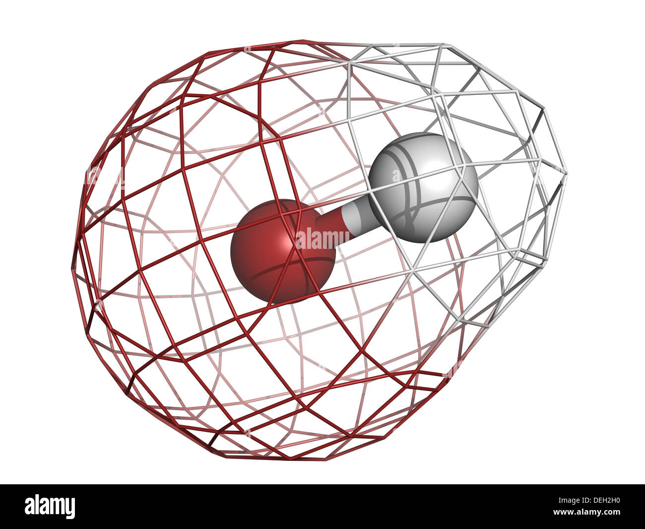 Hydrogen bromide (HBr) molecule, chemical structure. Strong