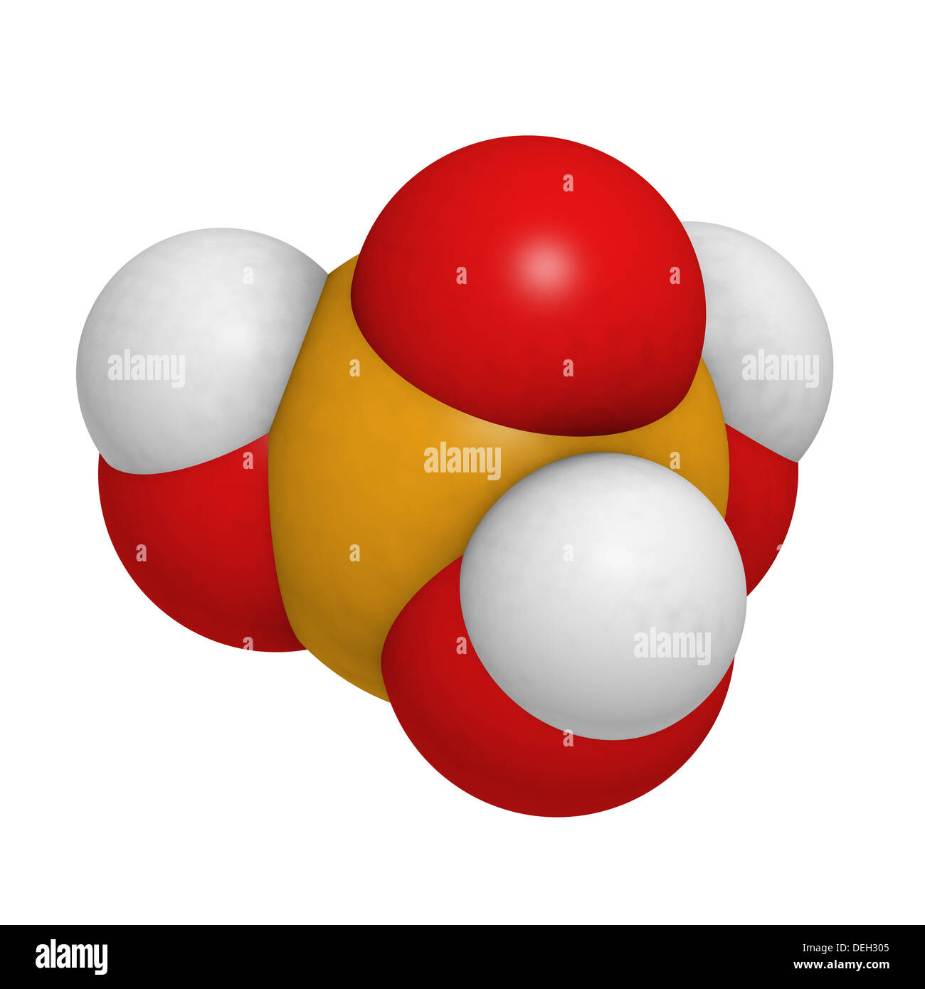 Phosphoric acid (H3PO4) molecule, chemical structure. Used for the