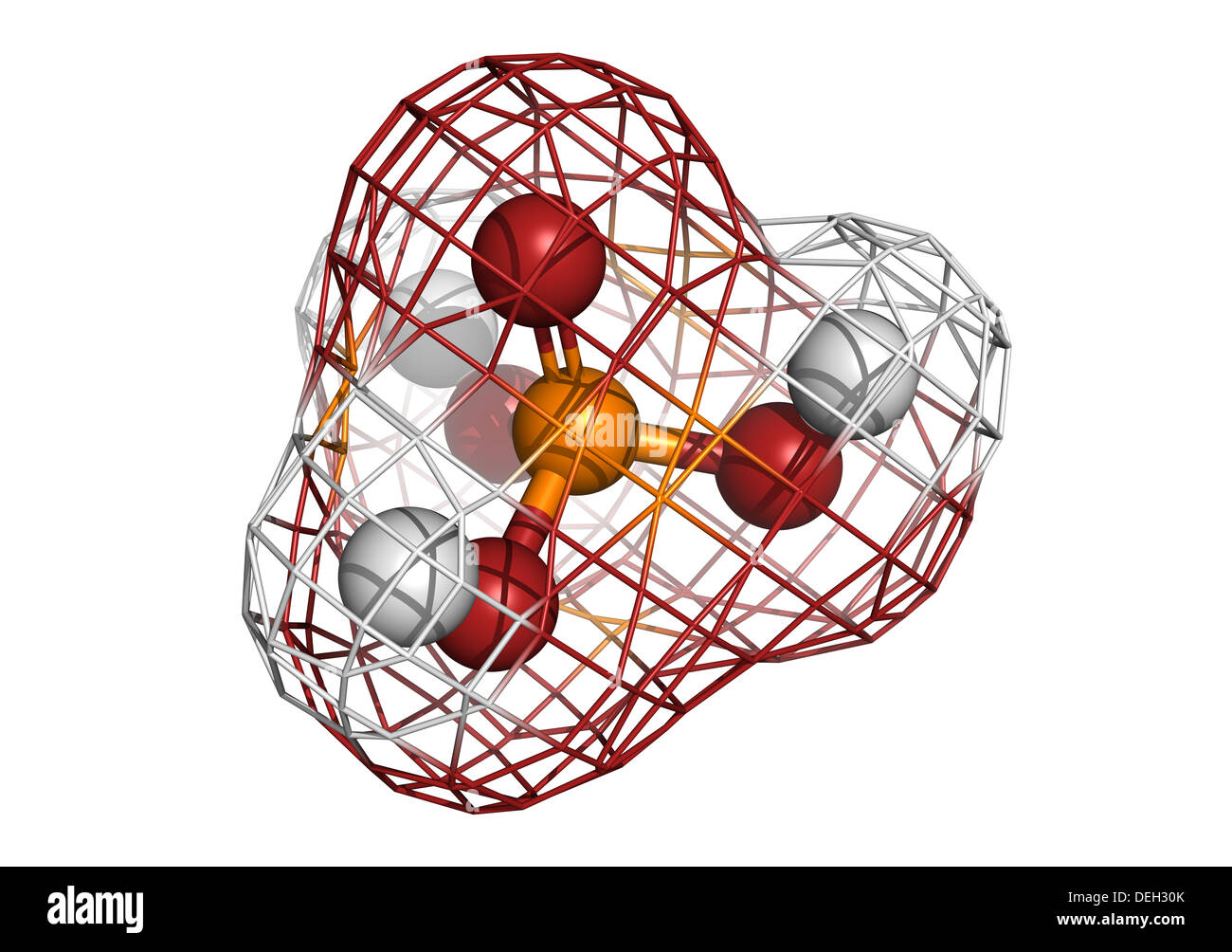 Phosphoric acid (H3PO4) molecule, chemical structure. Used for the
