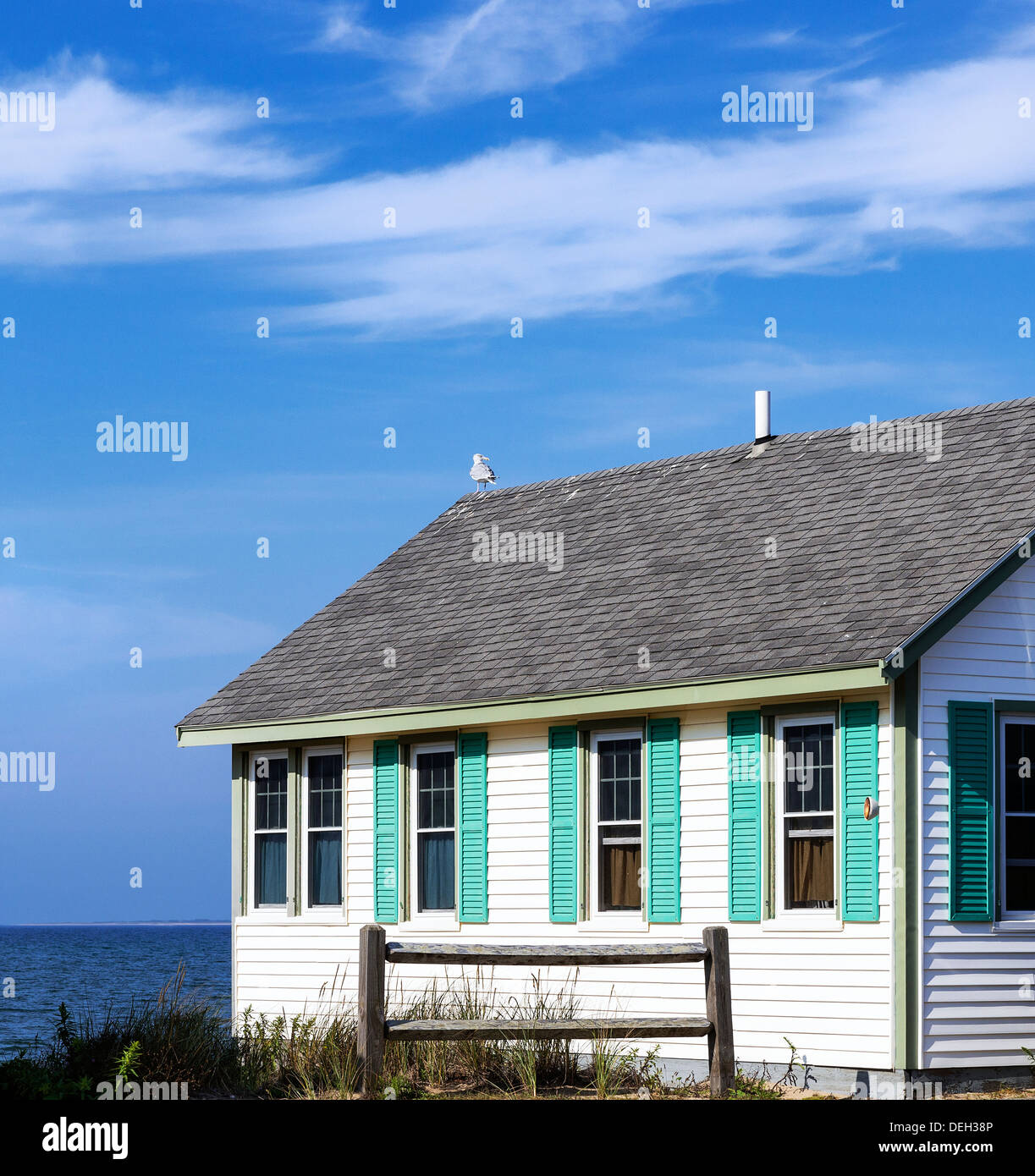 Waterfront rental cottage, Truro, Cape Cod, Massachusetts, USA Stock Photo