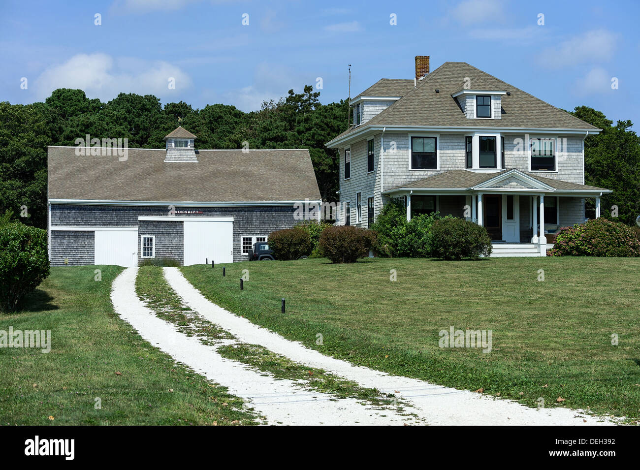 Cape Cod style barn and house, Orleans, Cape Cod, Massachusetts, USA Stock Photo