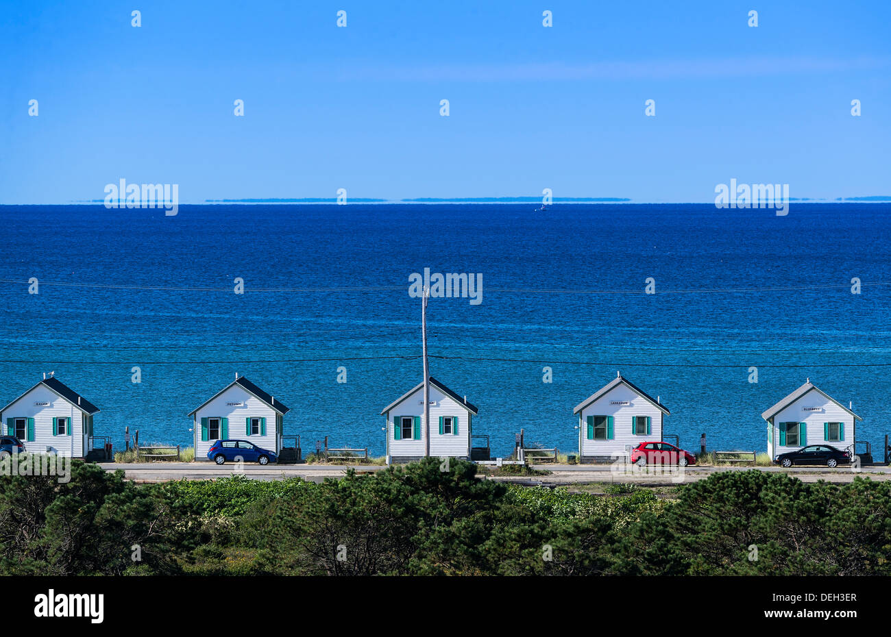 Waterfront rental cottages, Truro, Cape Cod, Massachusetts, USA Stock Photo