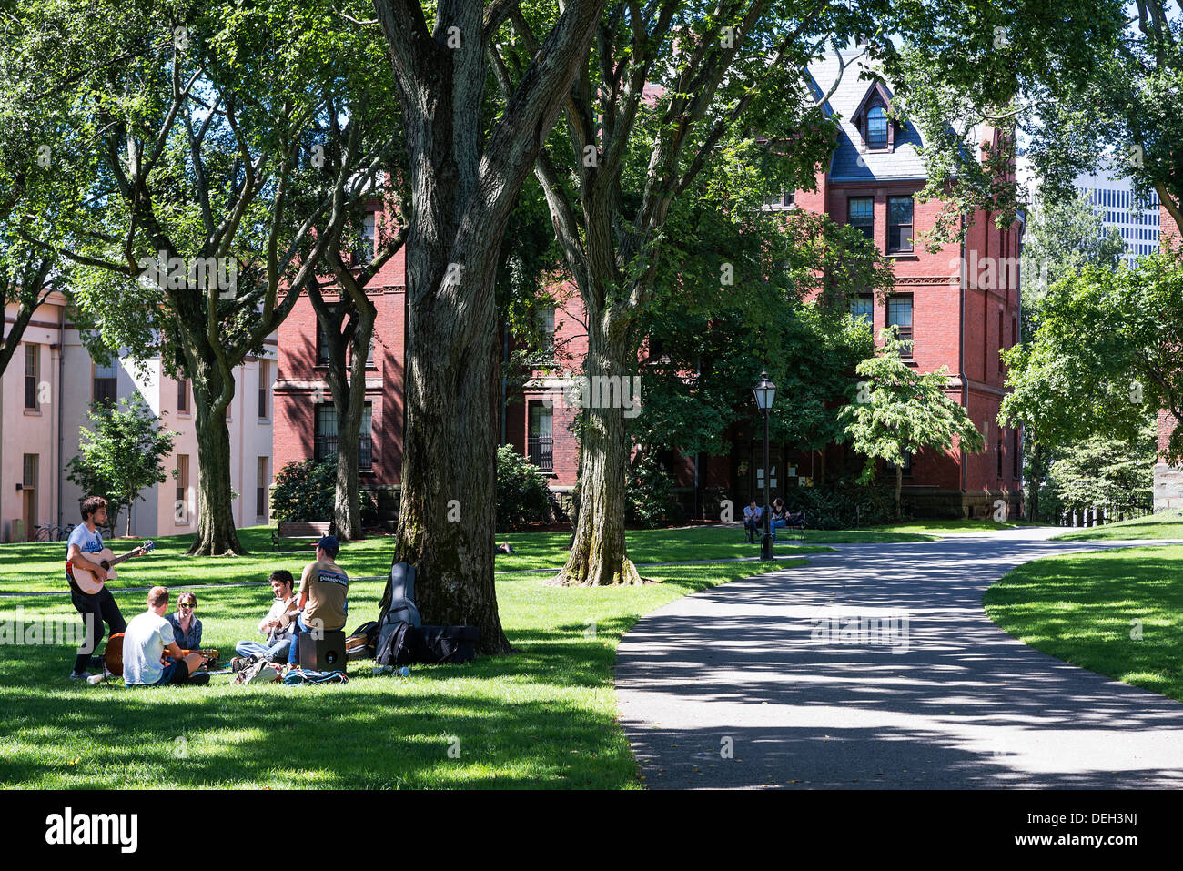 Attractive campus and student life in the commons, Brown university, Providence, Massachusetts, USA Stock Photo