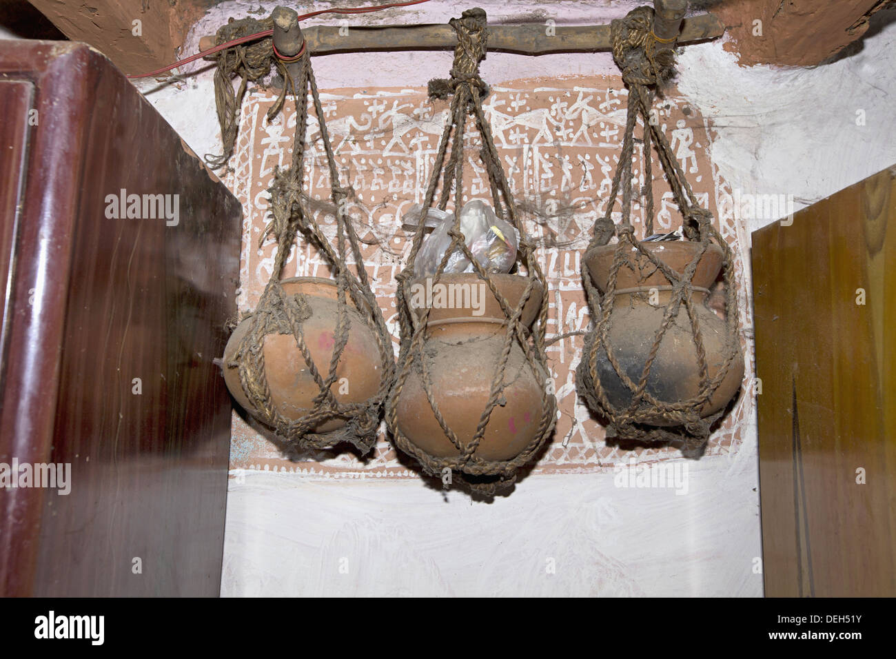 Hanging pots, Orissa, India Stock Photo