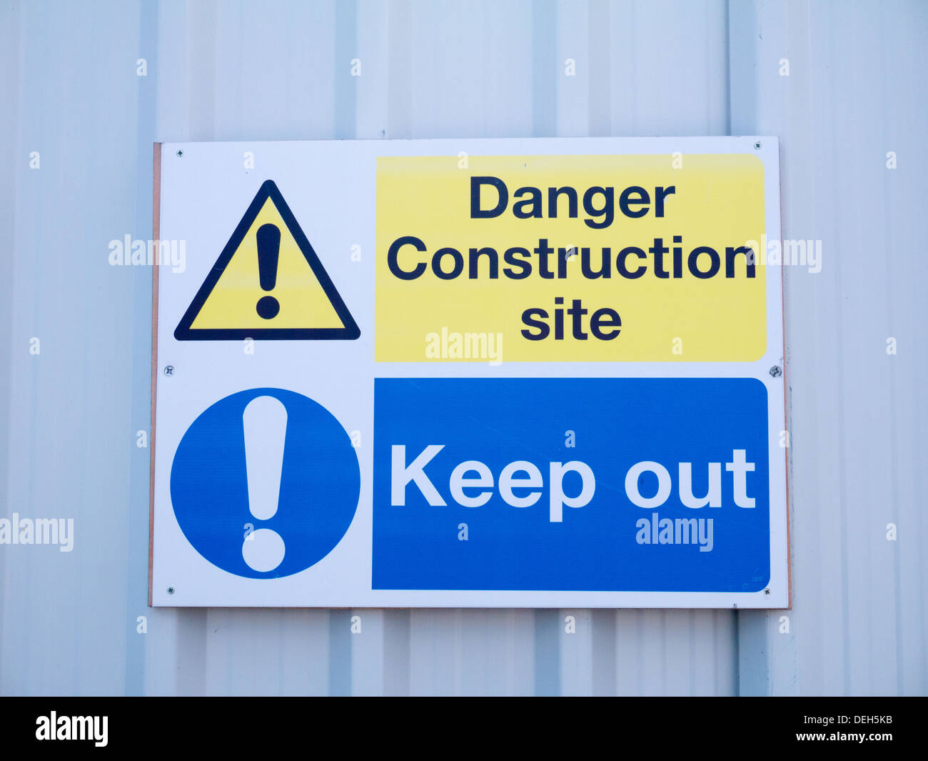 Danger Construction Site, Keep Out sign at a building construction site. Stock Photo