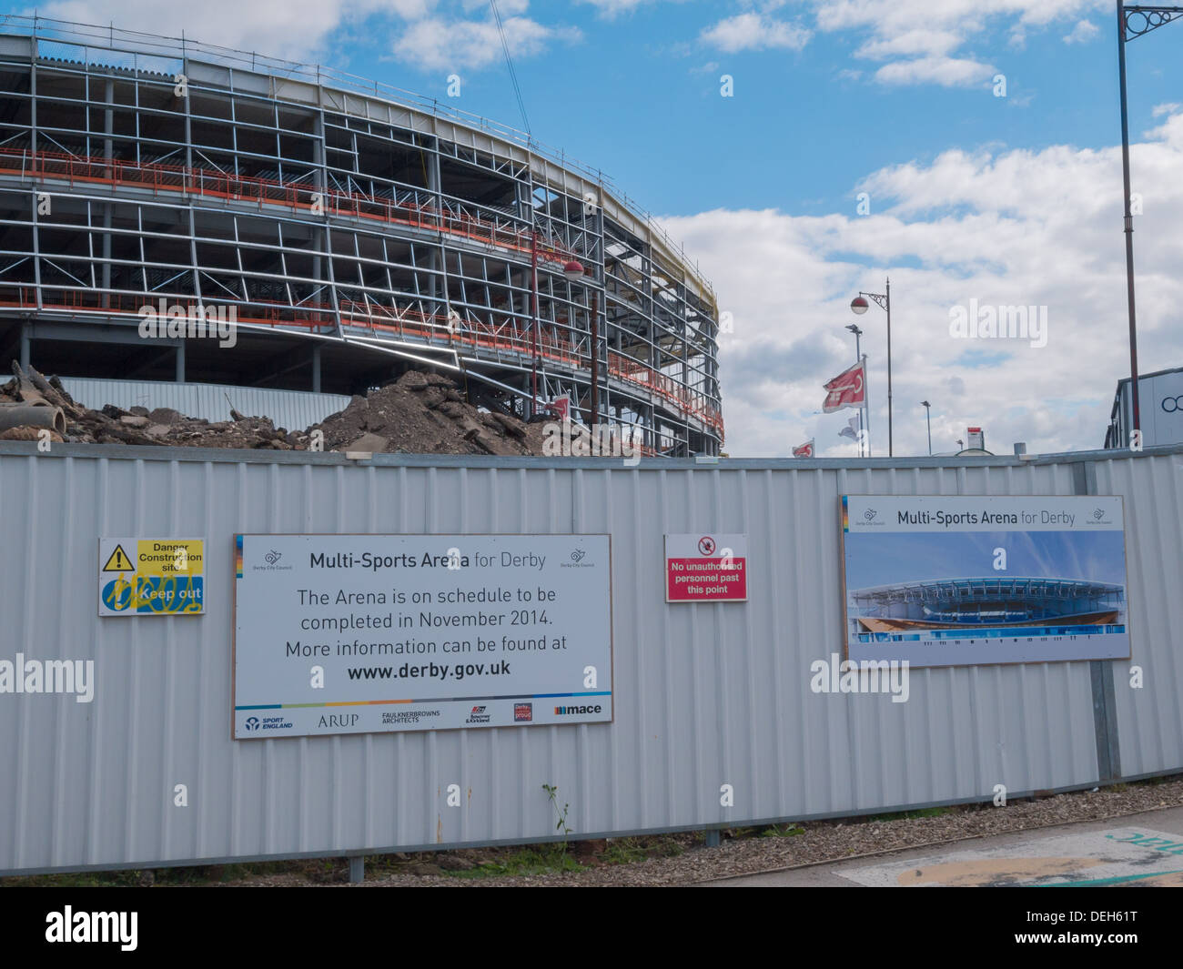 Construction of the new velodrome and multi sports venue at Derby, Derbyshire, United Kingdom, UK Stock Photo