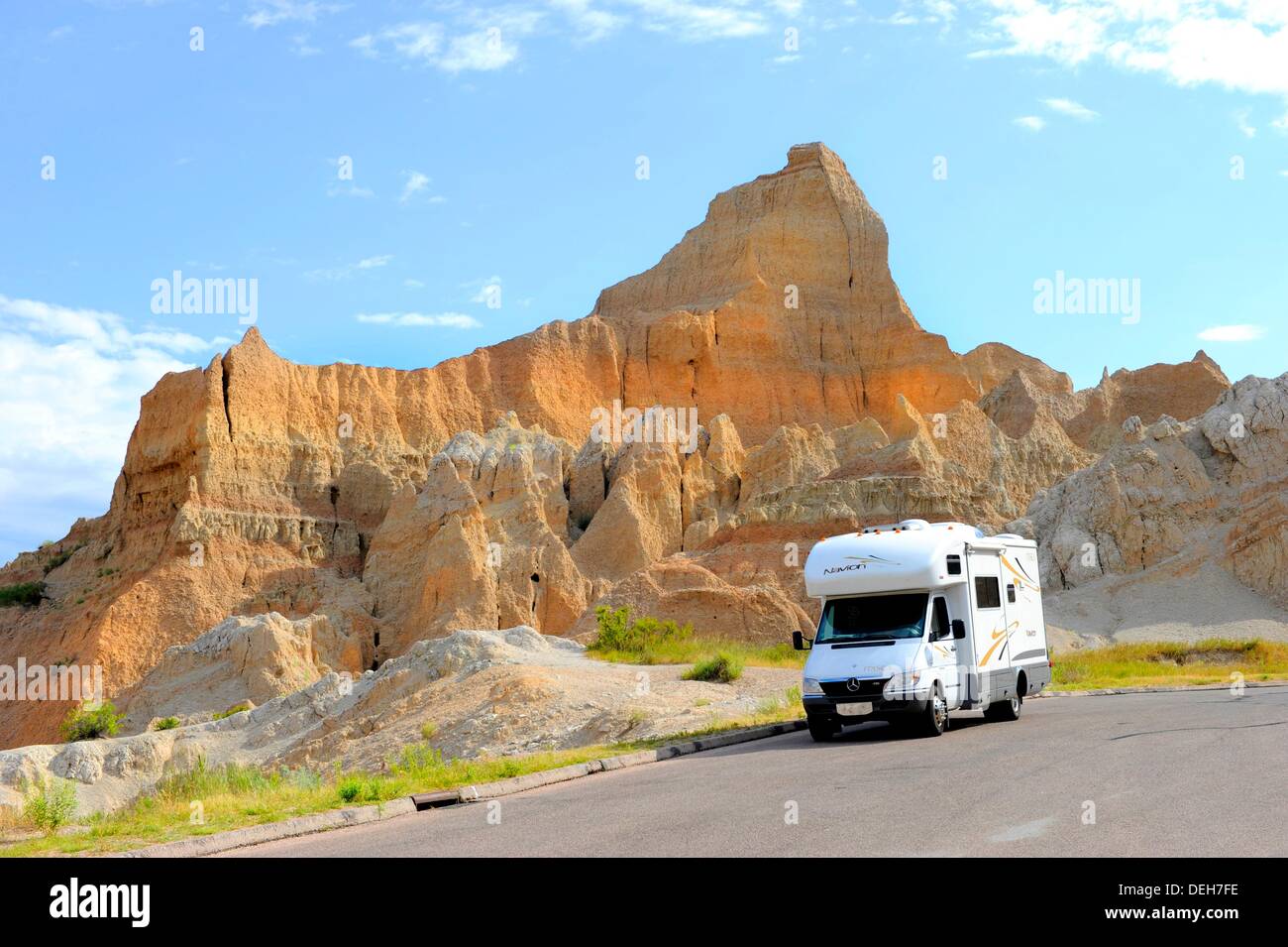 RV Needles Highway 87 Badlands National Park South Dakota Stock Photo