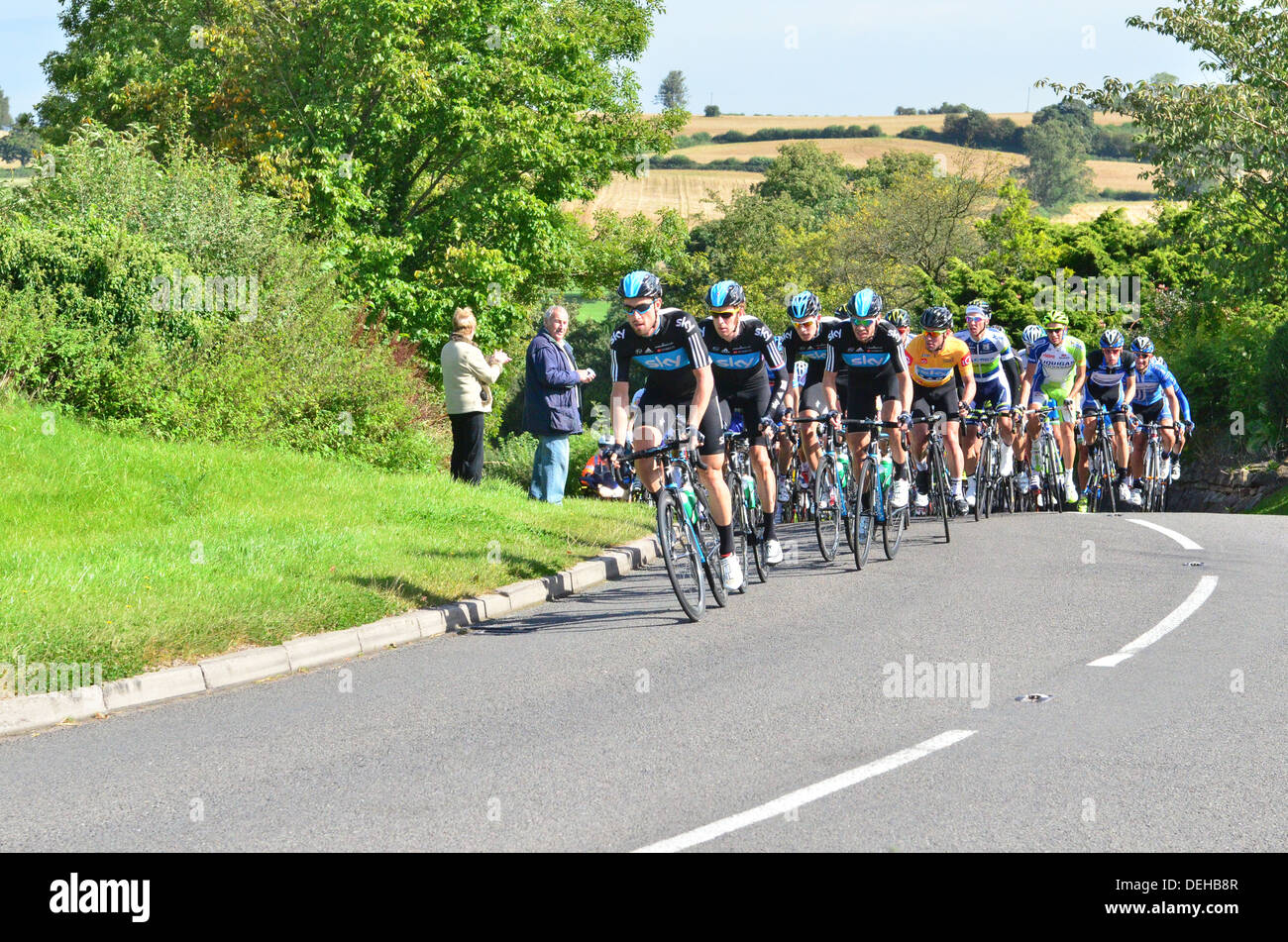 Tour of Britain Cycle Race 2012 the Peloton. Denstone Staffordshire