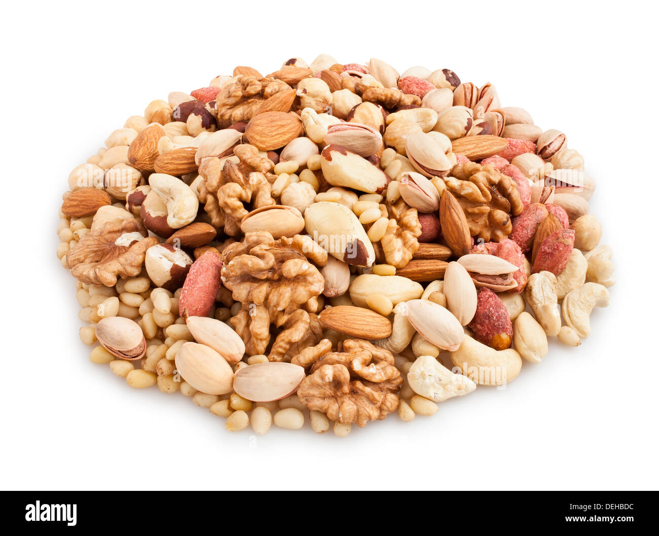 mixed nuts heap on white background Stock Photo