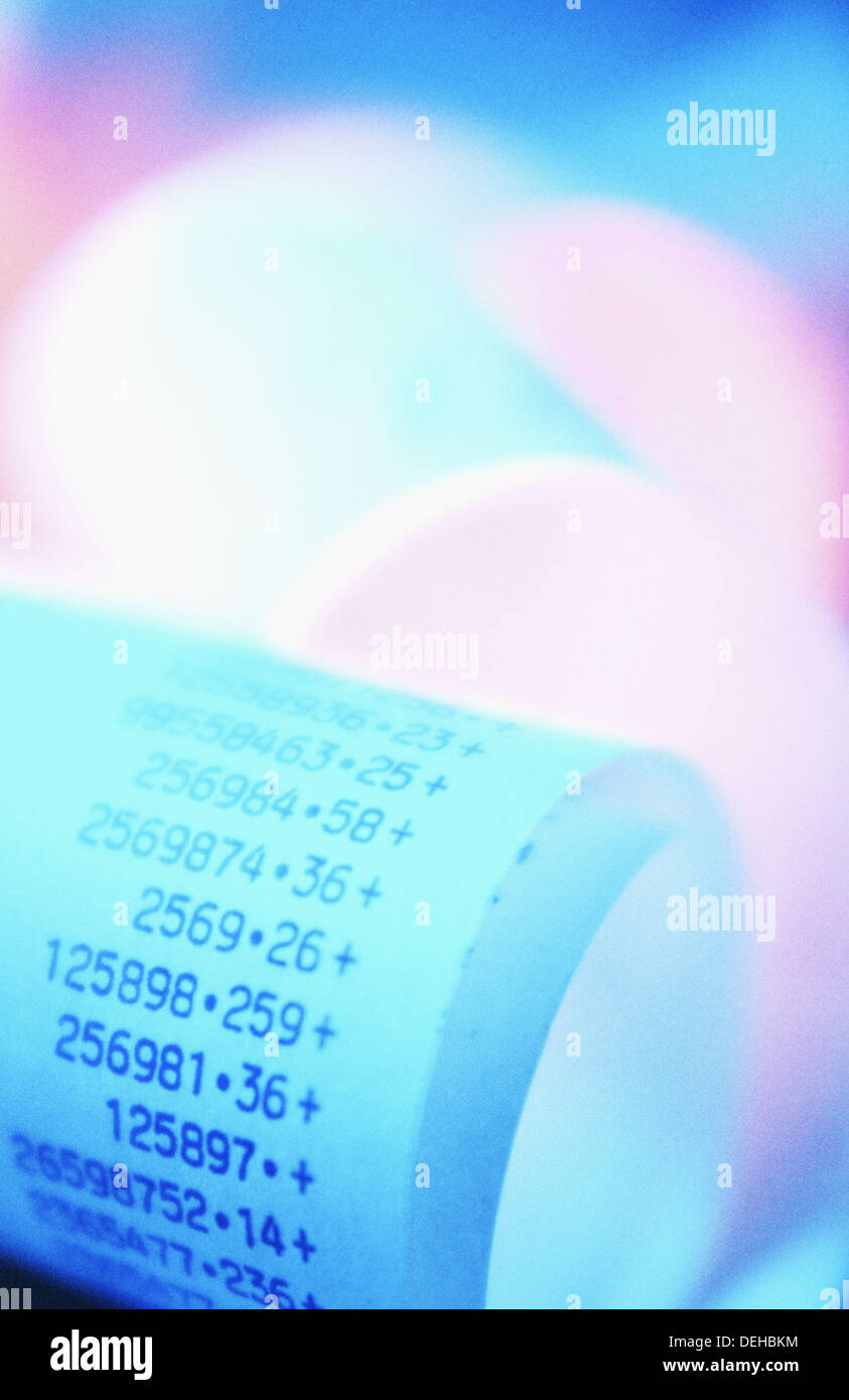 Adding machine tape Stock Photo Alamy