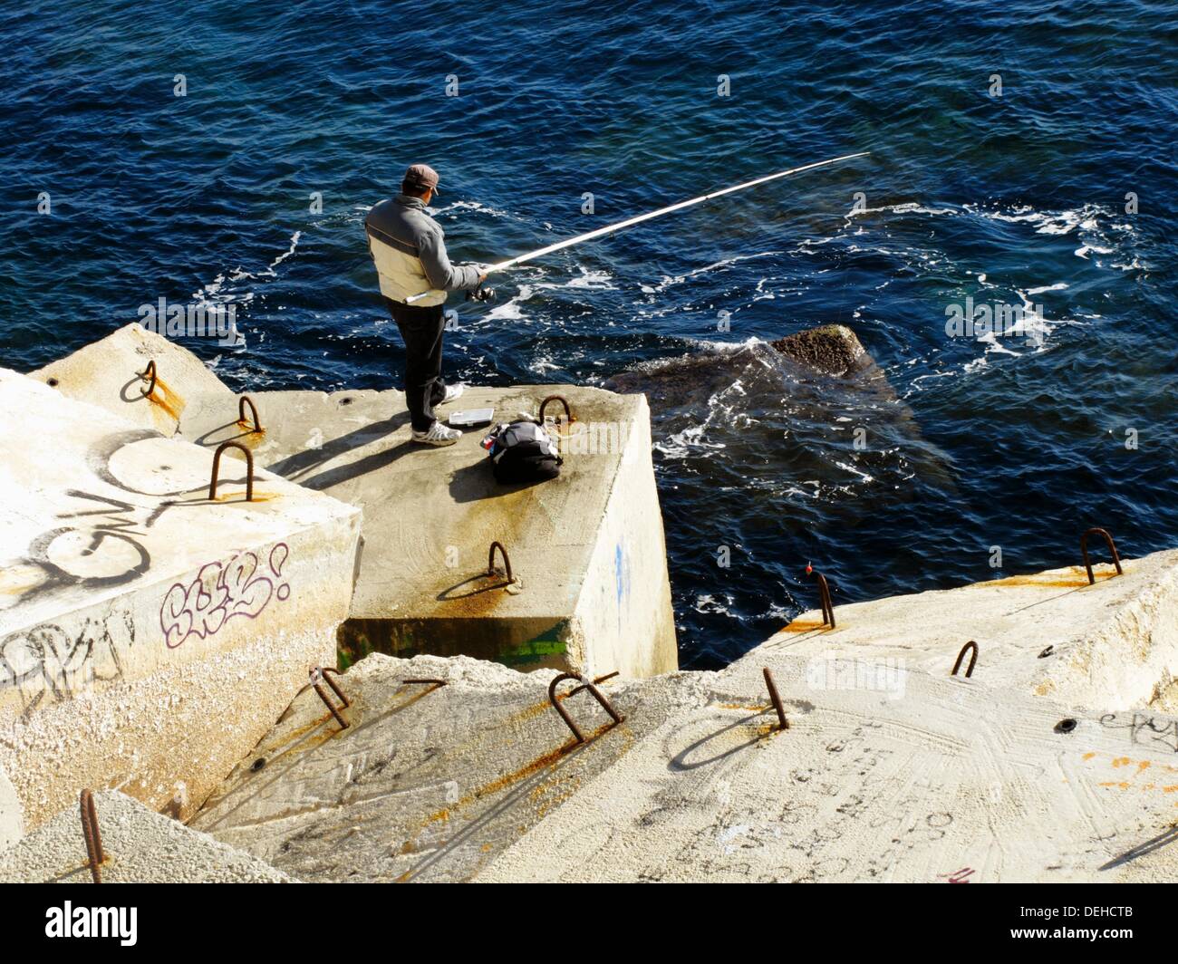 Fishing in Barcelona, Spain Stock Photo Alamy
