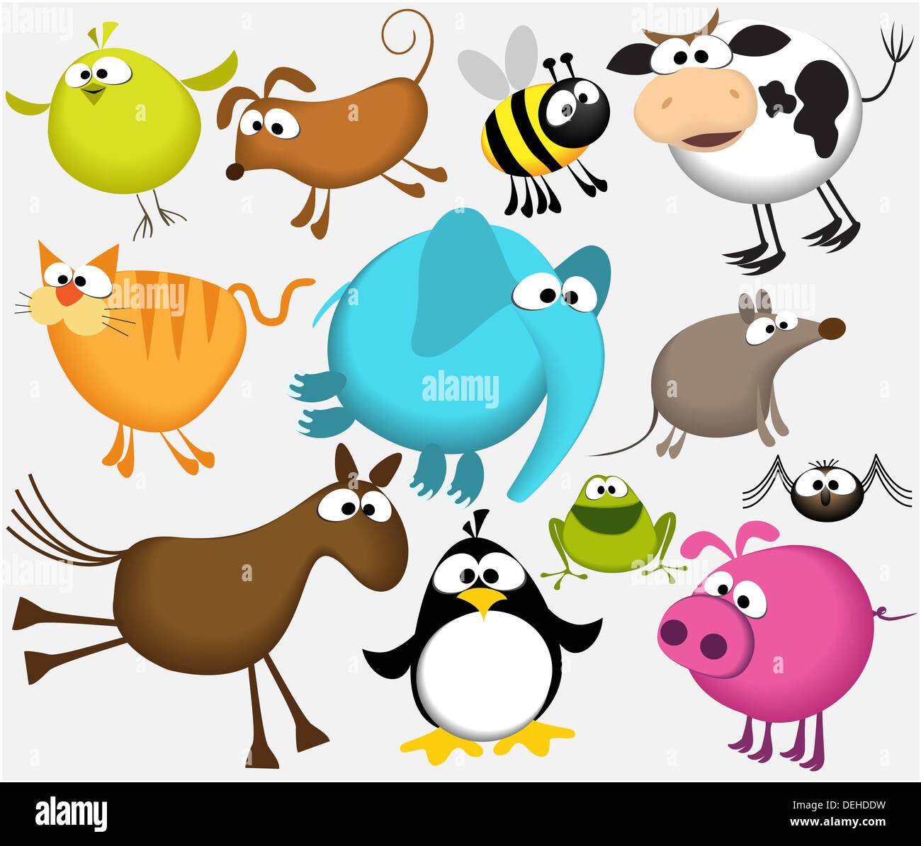 Funny cartoon animals Stock Photo