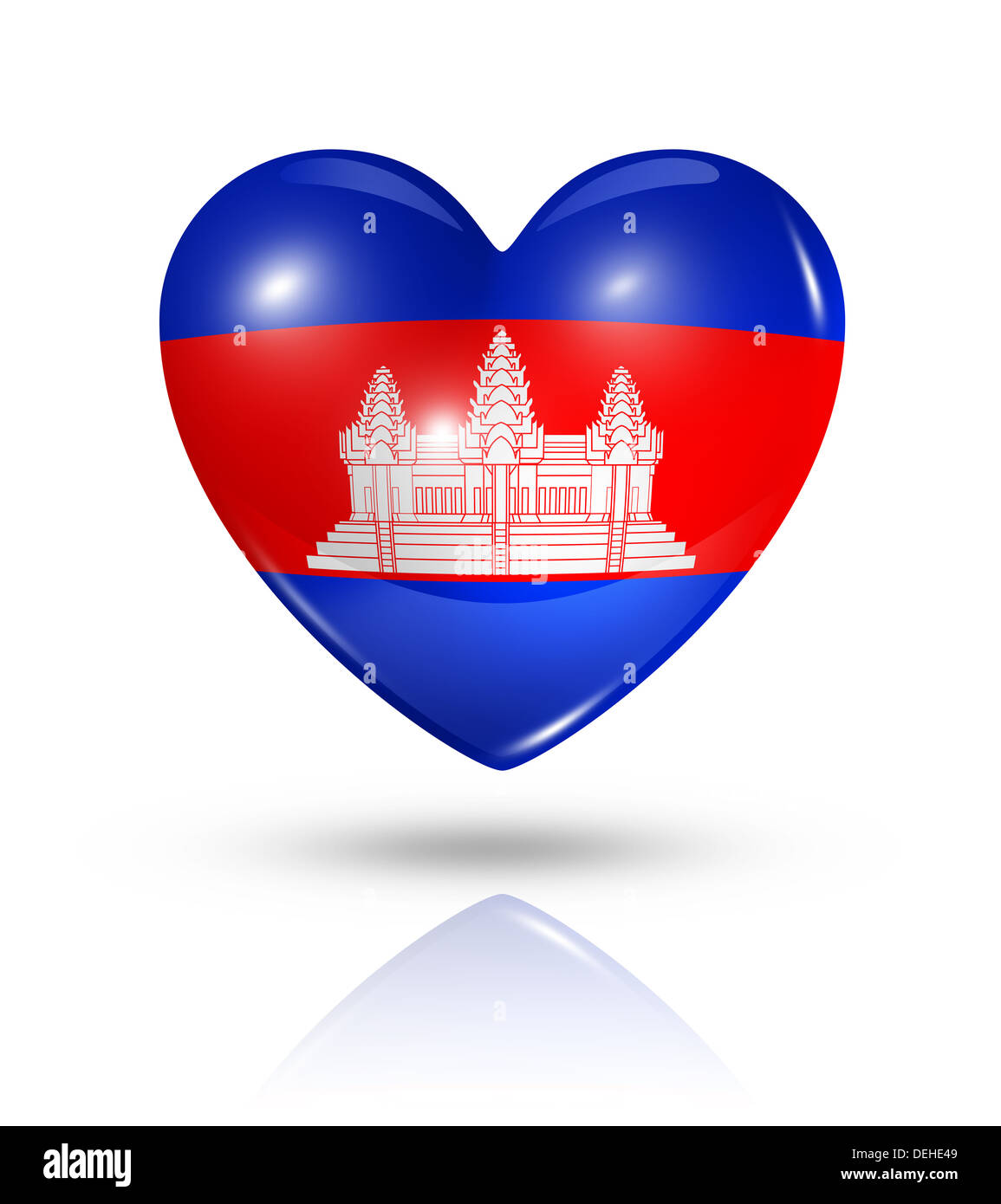 Love Cambodia symbol. 3D heart flag icon isolated on white with ...
