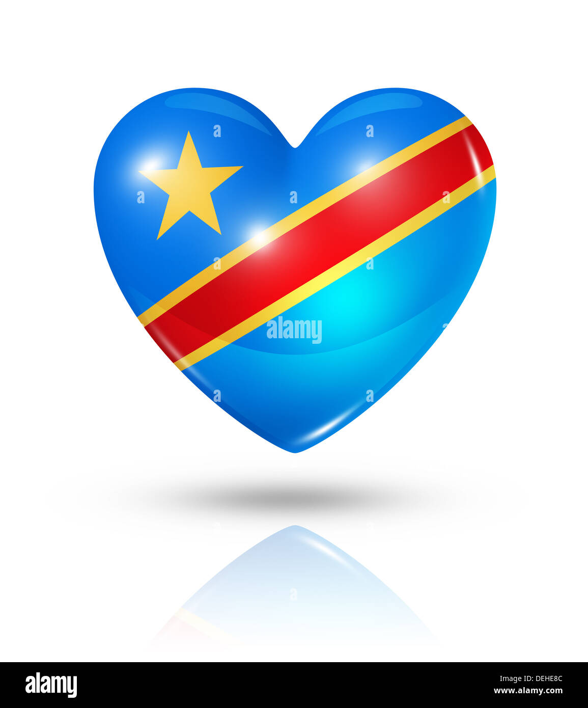 Love Democratic Republic of the Congo symbol. 3D heart flag icon isolated on white with clipping path Stock Photo