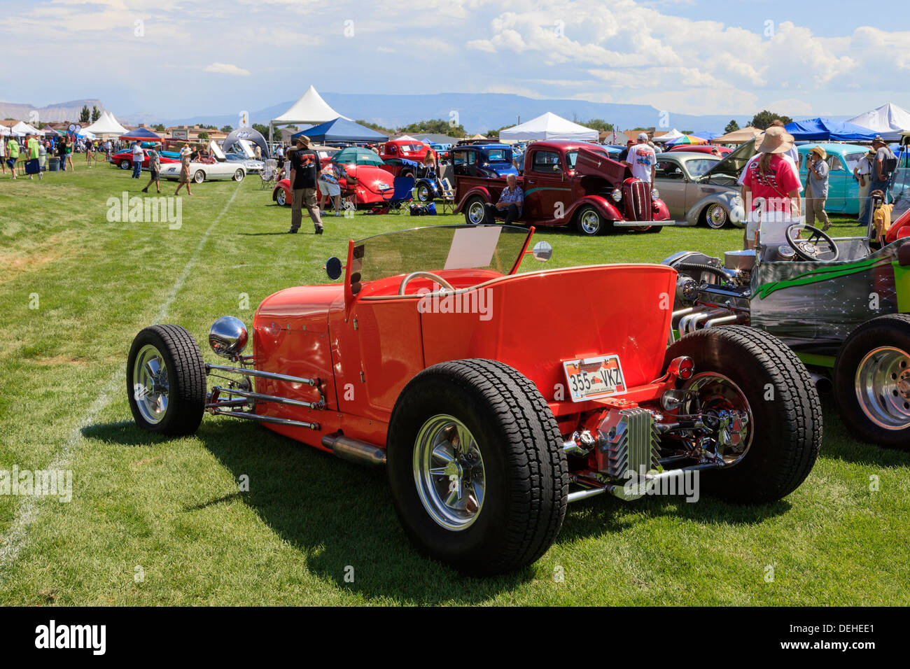 Customised street car on display at a Classic car show, near Grand Junction, Colorado, USA Stock Photo