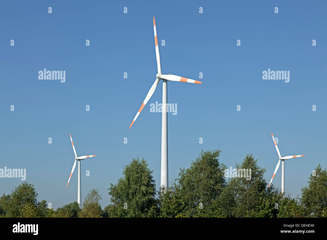 wind power stations in the North of Germany Stock Photo