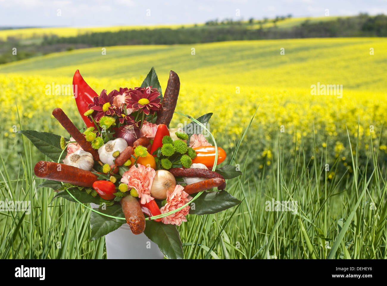 bouquet with sausages Stock Photo