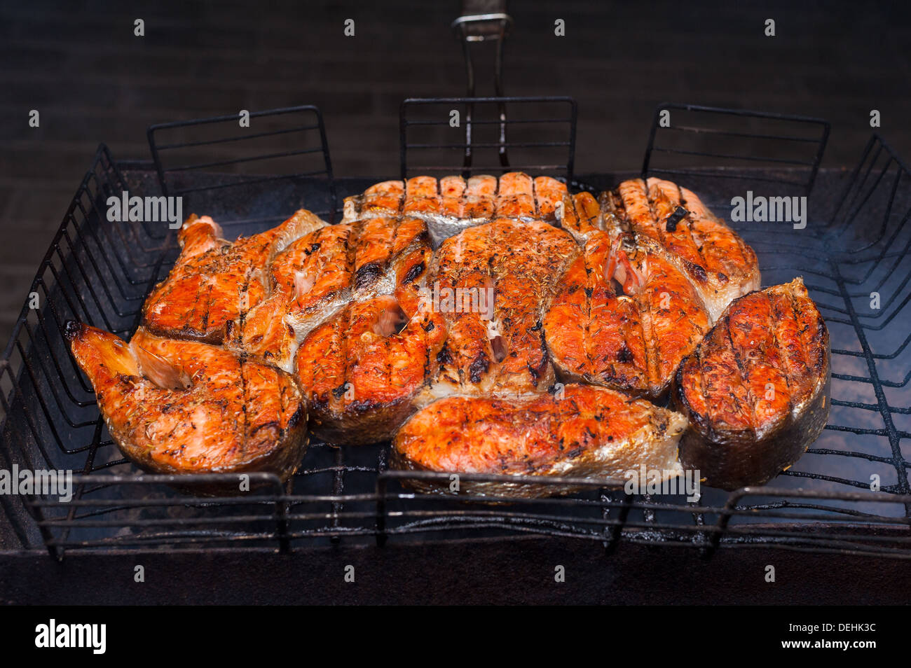 grilled fish on a grill Stock Photo - Alamy