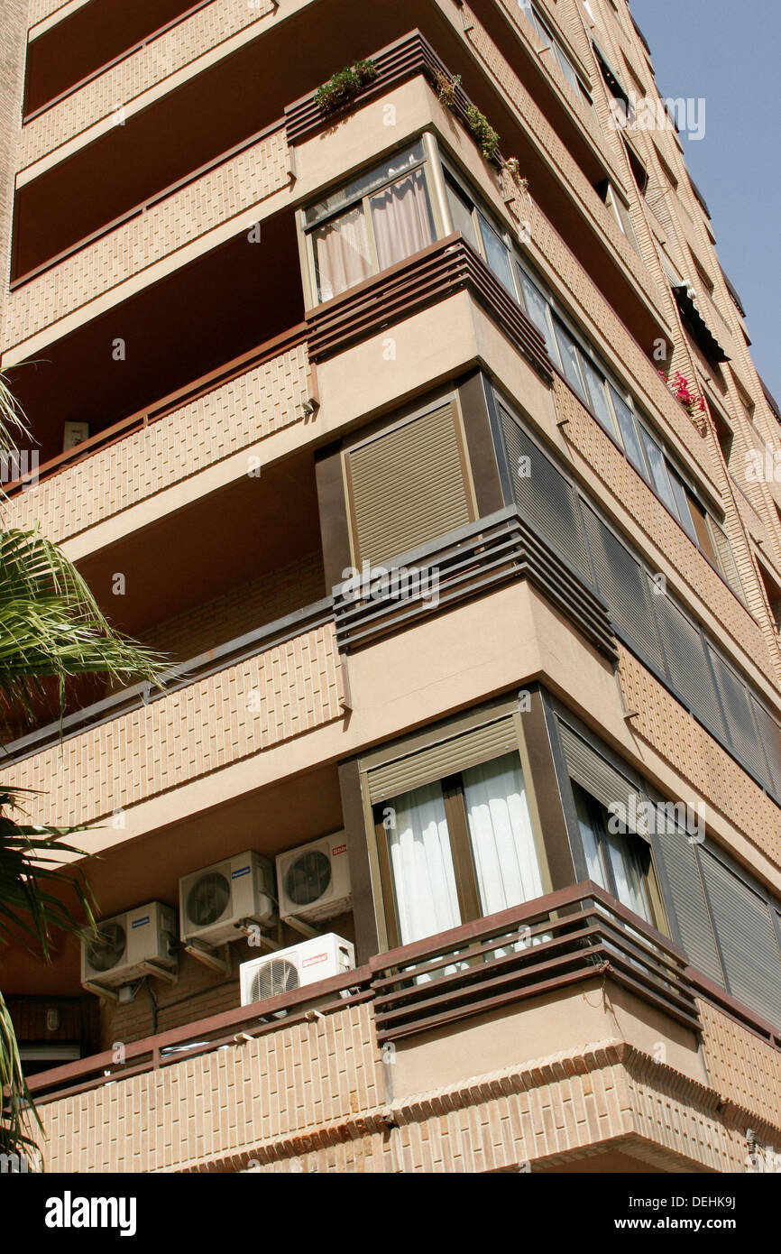 Air conditioning equipment on balcony Stock Photo Alamy