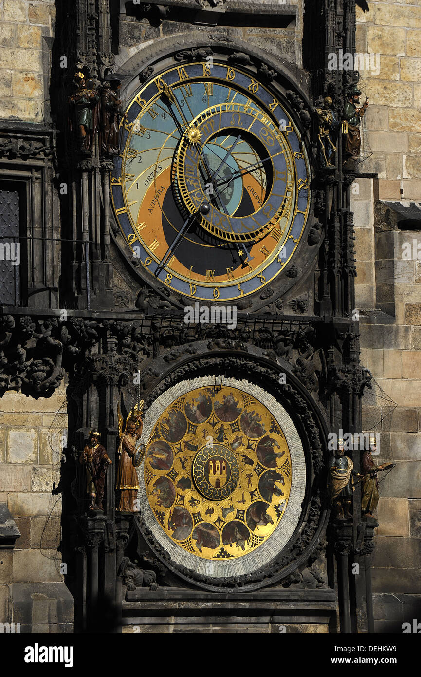 The Prague Orloj, or Astronomical Clock Old Town Hall. Prague. Czech Republic. Stock Photo