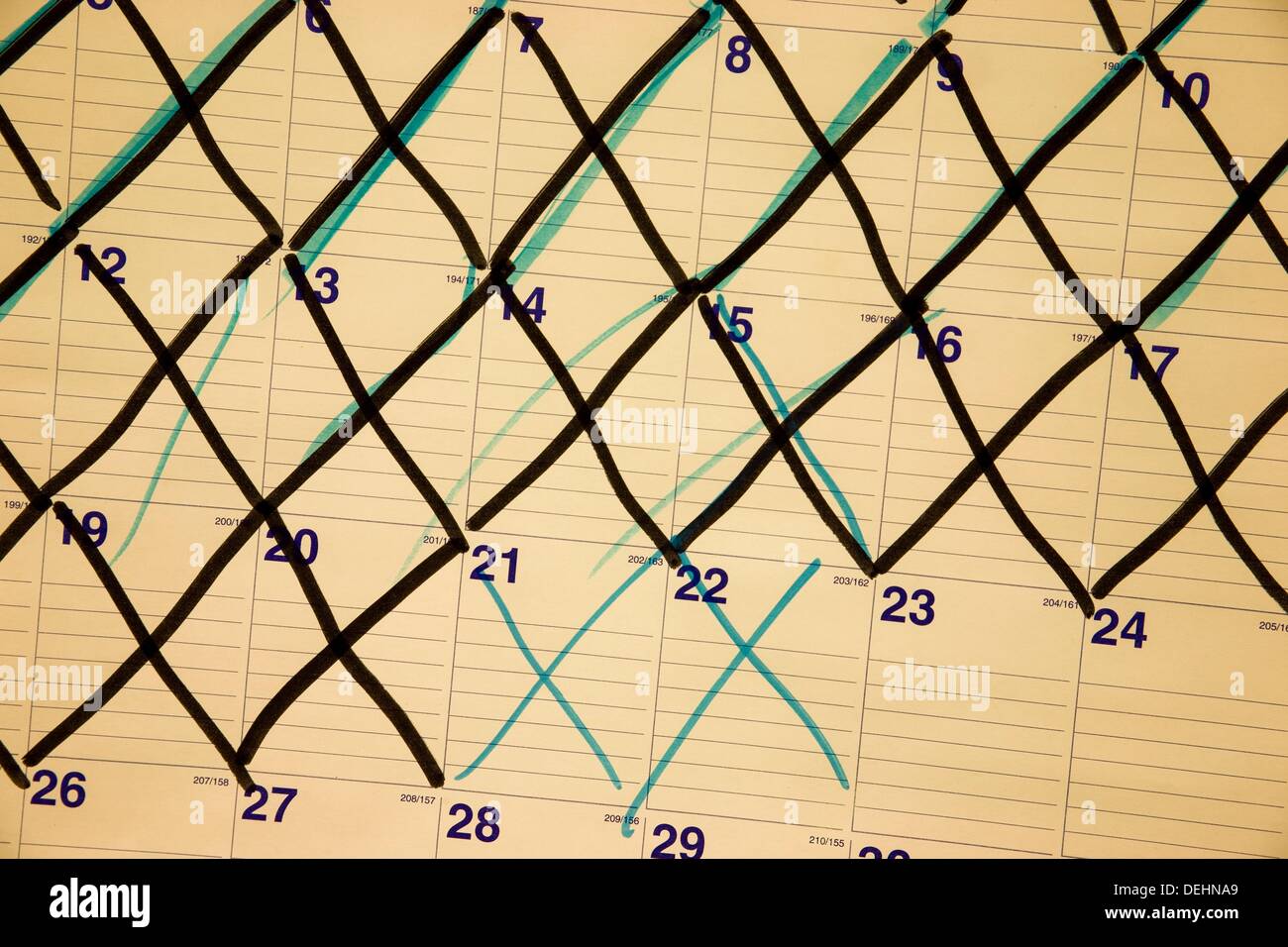 Calendar with crossed off days Stock Photo Alamy
