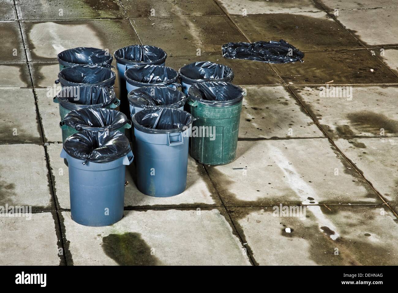 Empty trash barrels with plastic liners Stock Photo Alamy