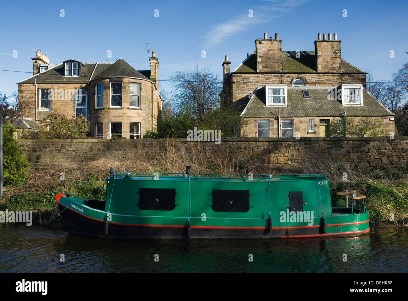 Canal Boat at Union Canal, Edinburgh, Scotland, United Kingdom, Europe